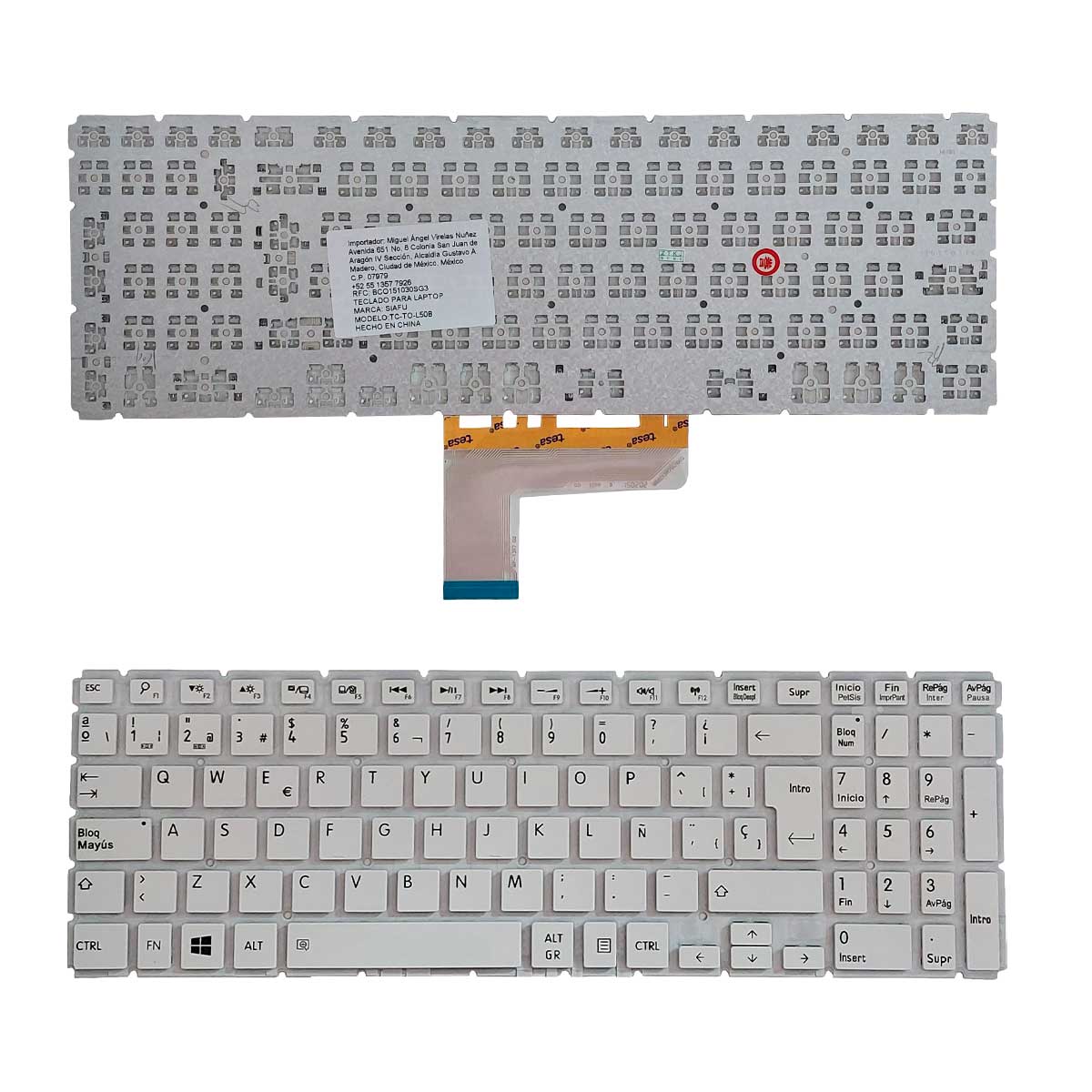 Teclado para Laptop Toshiba® L50 L50d L50dt L55 L55d S50 S55 S55t Blanco en Español