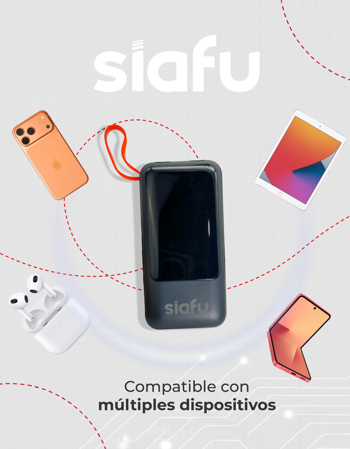 Power Bank 20000mah 4 Puertos Y Luz Led 22.5w Negro