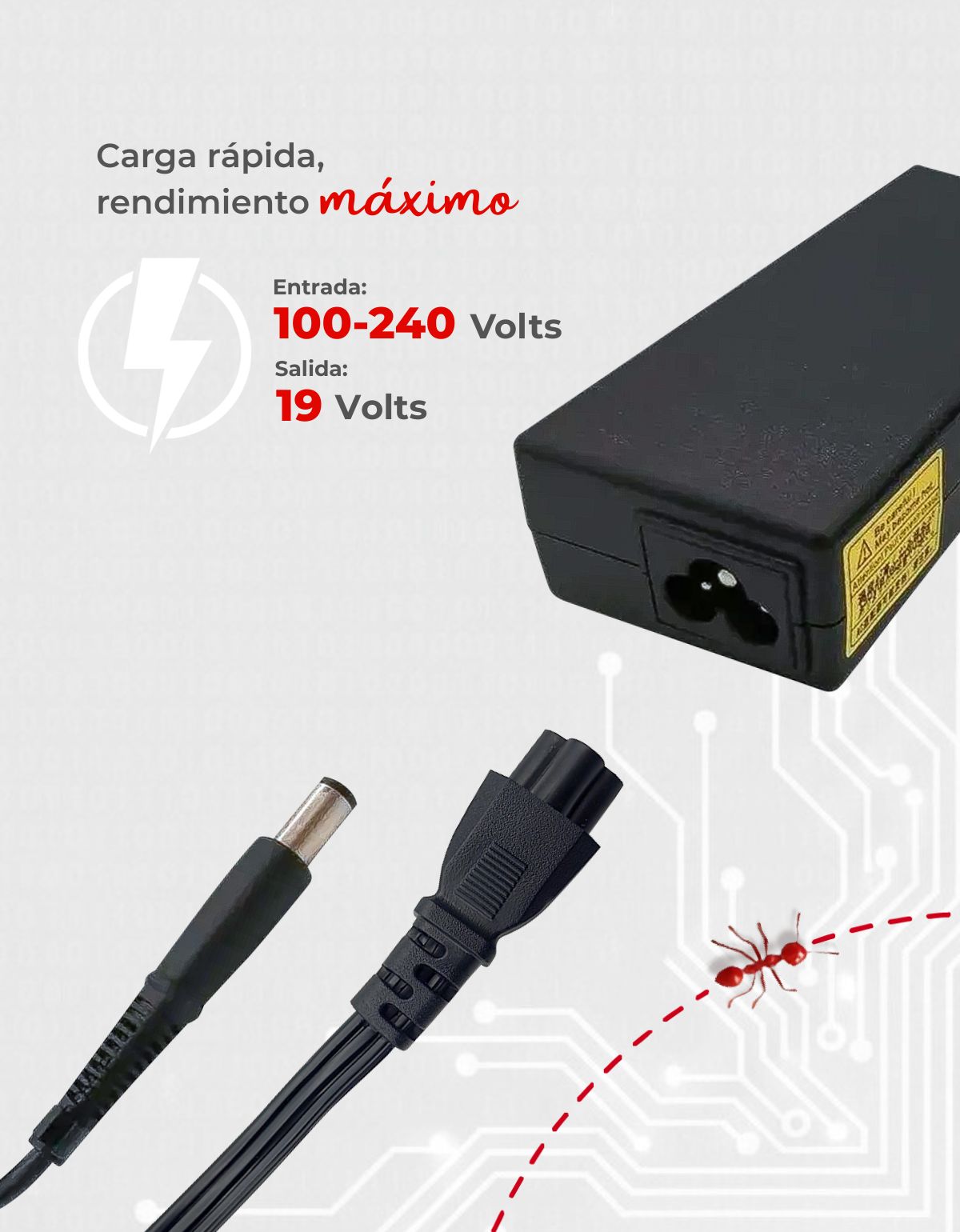 Cargador para Laptops HP de con 90W 19V 4.7A punta Centrino 7.4 x 5.0
