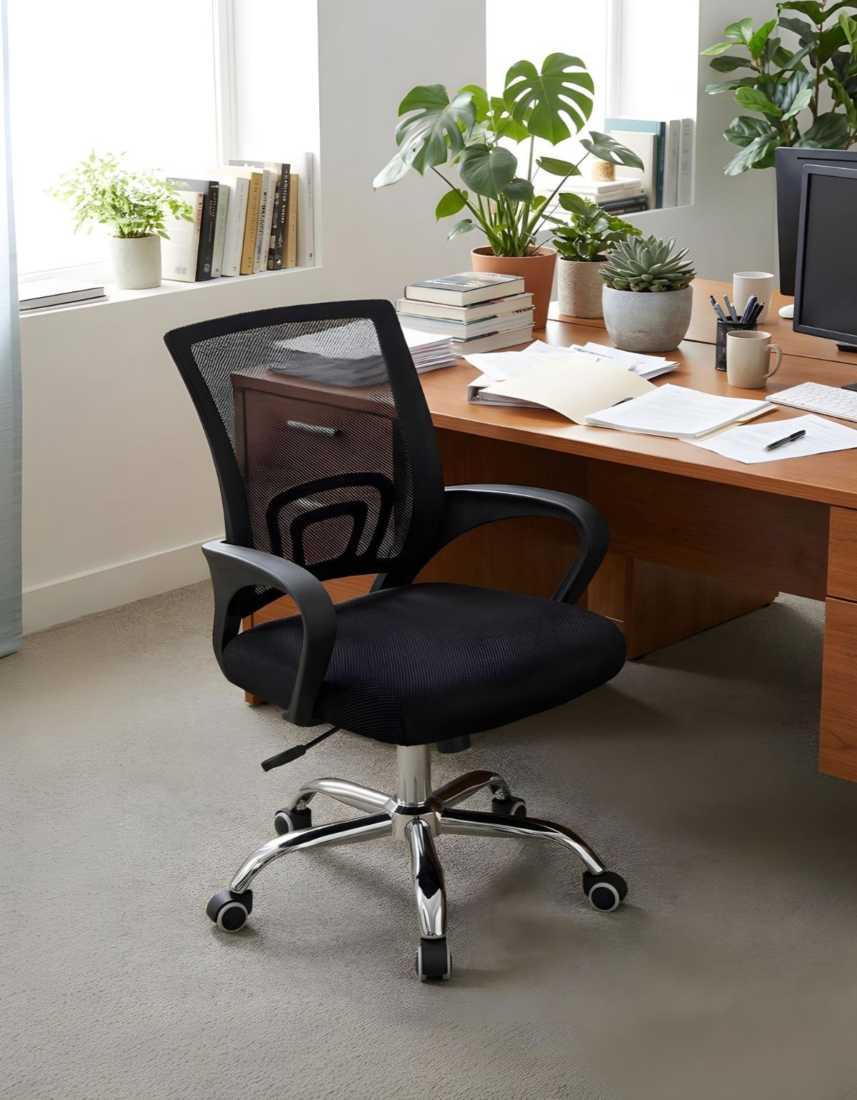 Silla de Oficina Excelente para Home Office con Altura ajustable y Respaldo con Soporte Lumbar