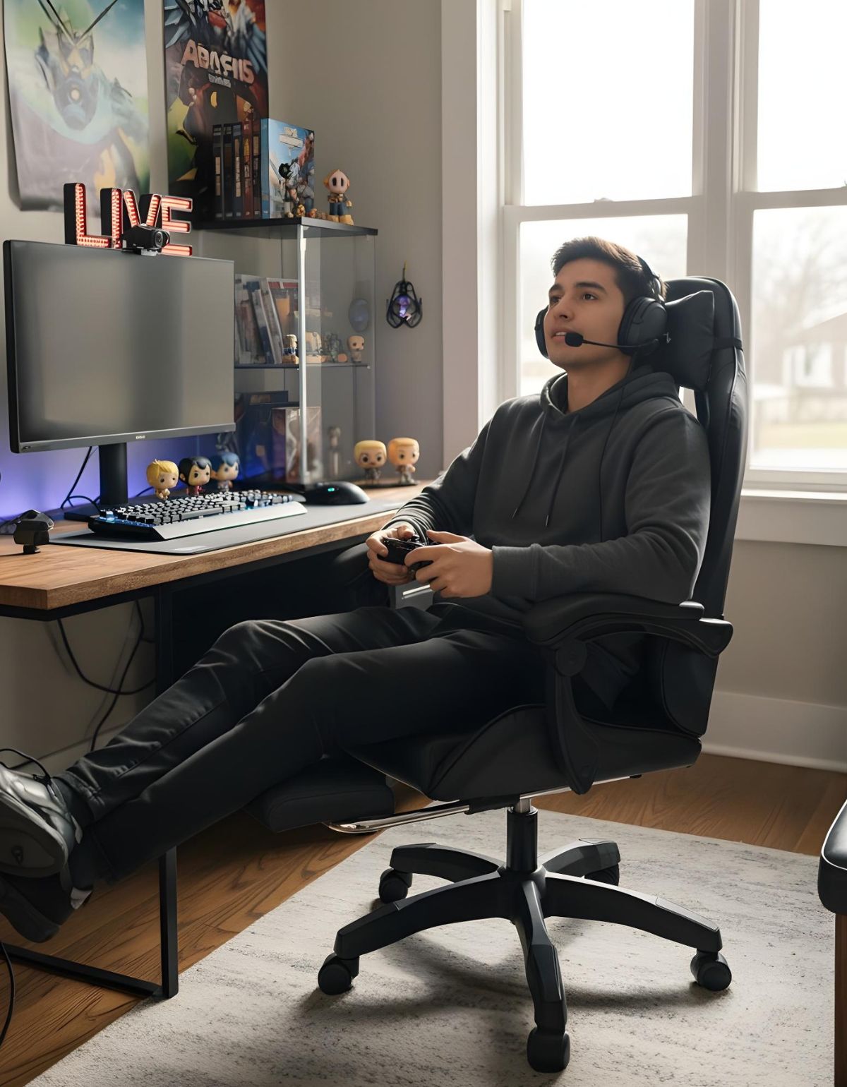 Silla Gamer Xmax Rest cómoda con Respaldo Ergonómico, reclinable y apoyapiés, ideal para Jugadores Profesionales | Marca Nian