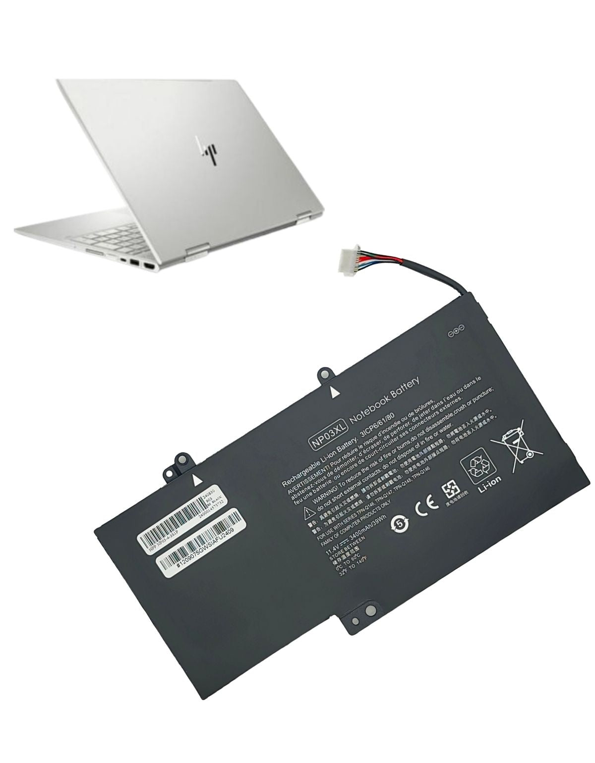 Batería Interna para Laptop HP® NP03XL con 3720mAh