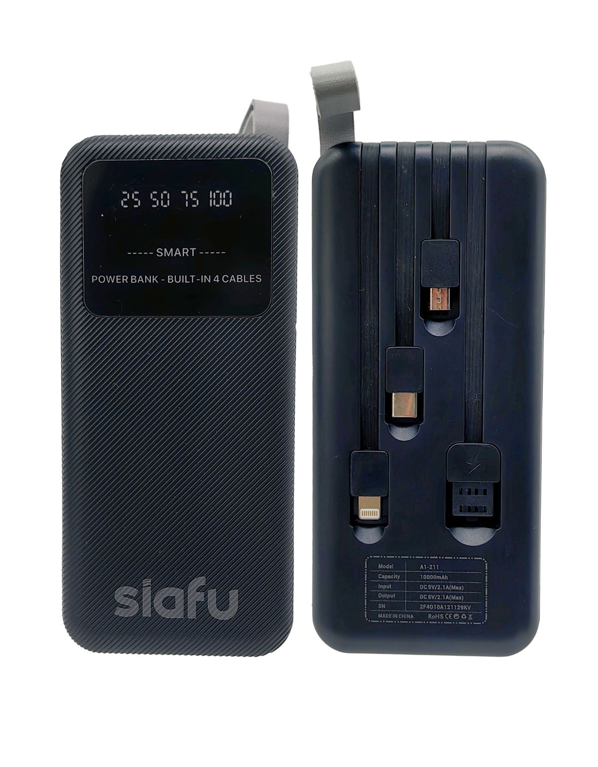 Power Bank Batería Portátil 10000mAh con 4 Cables Integrados