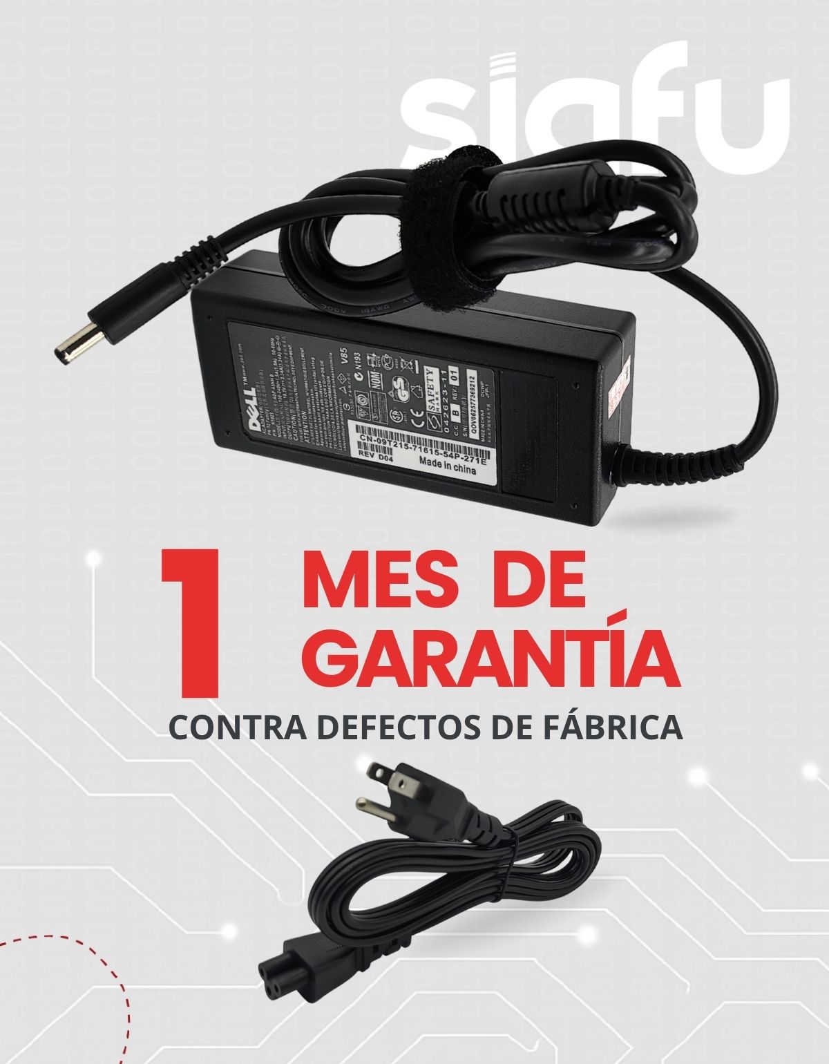 Cargador para Laptops Dell® de varios Modelos 19.5v 3.34 de 65W Punta 4.5 x 3.0 mm