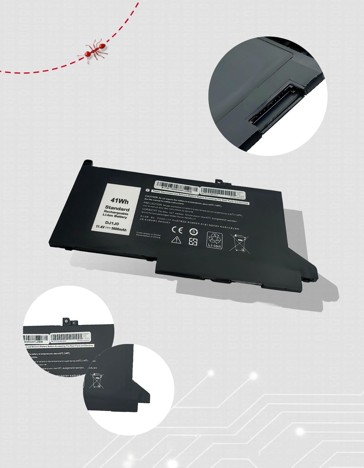 Batería para Laptop Dell® Latitude 7280 7290 dj1j0 3600mah