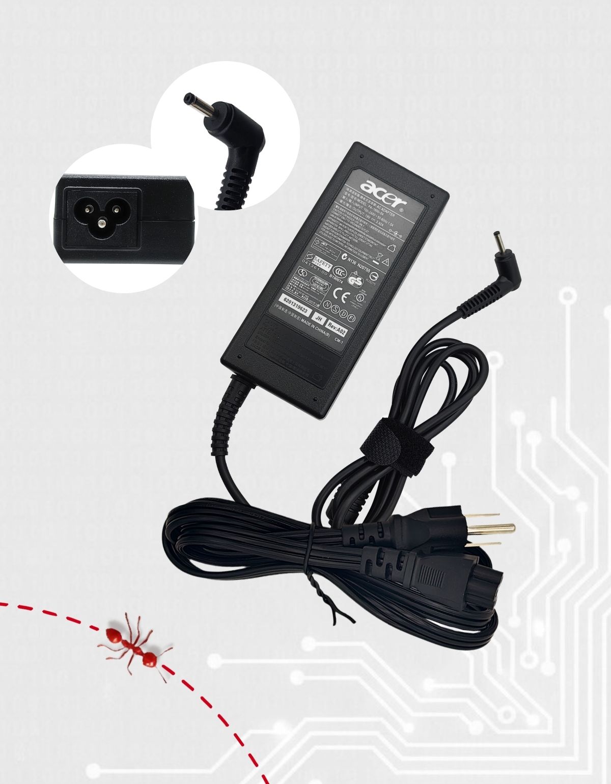 Cargador para Laptop Acer® Chromebook™ 19v 3.42a punta delgada 3.0 x 1.1 mm