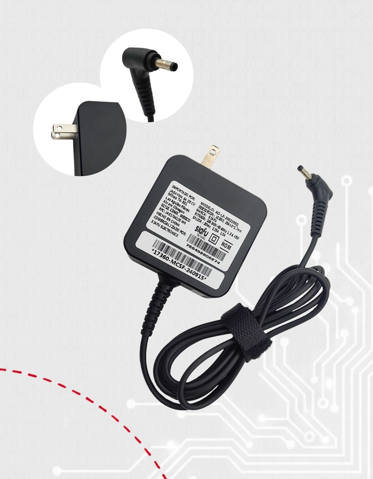 Cargador Adl45wcc para Laptop Lenovo® 20v 1.5A 2.25a punta 4.0 x 1.7mm 45w