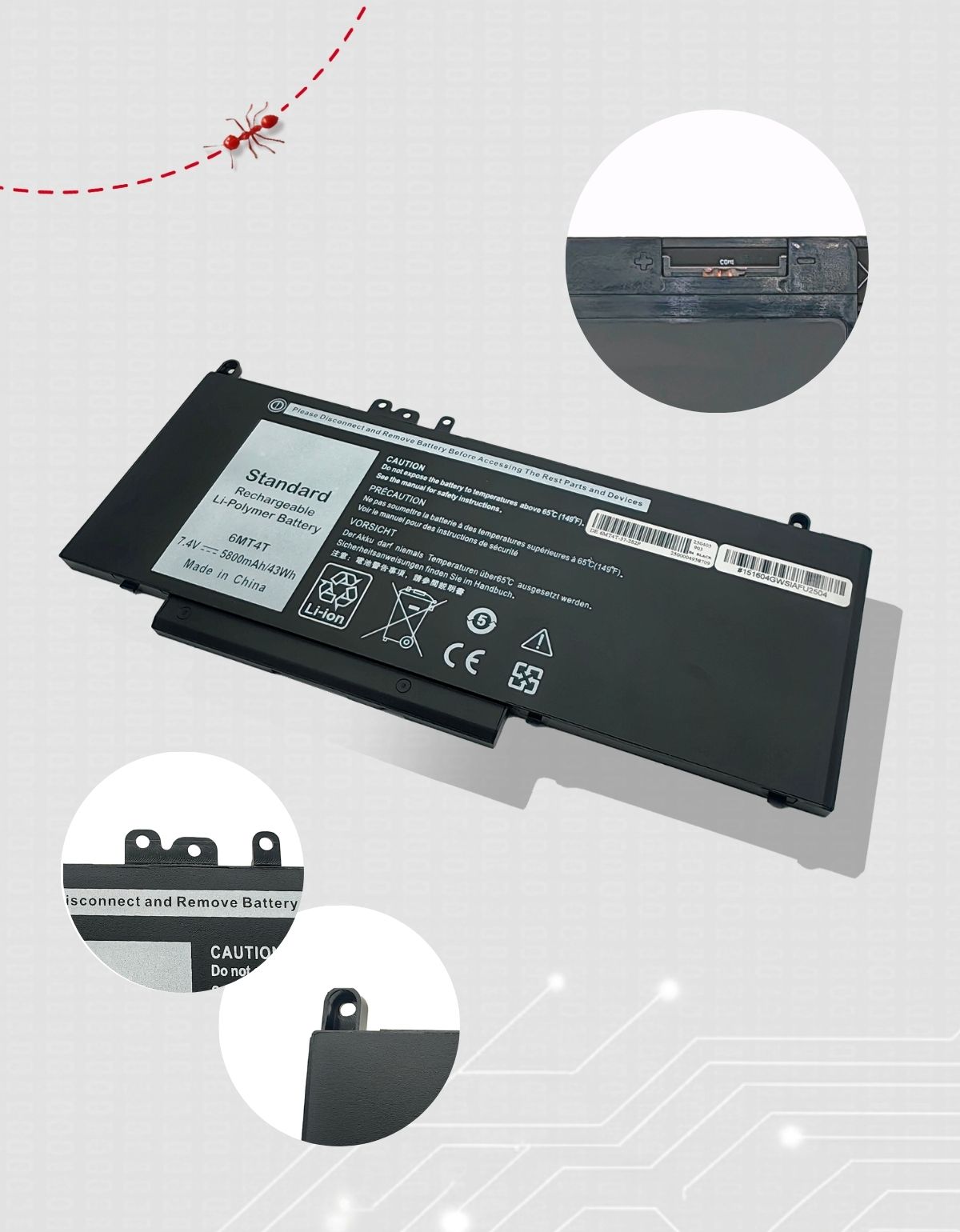Batería para Laptop Dell® E5450 E5470 E5550 E5570 G5m10 6mt4t 8v5gx F5ww5 con 5800mAh