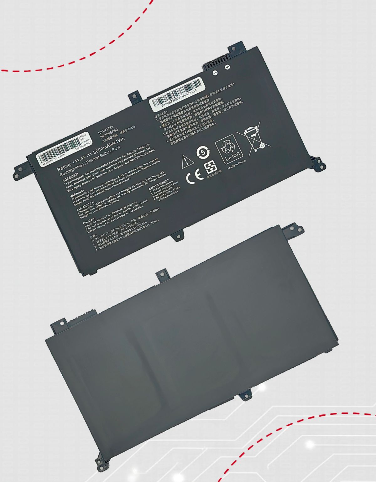 Batería B31N1732 para laptops ASUS 11.4V con 3600 mAh 41Wh