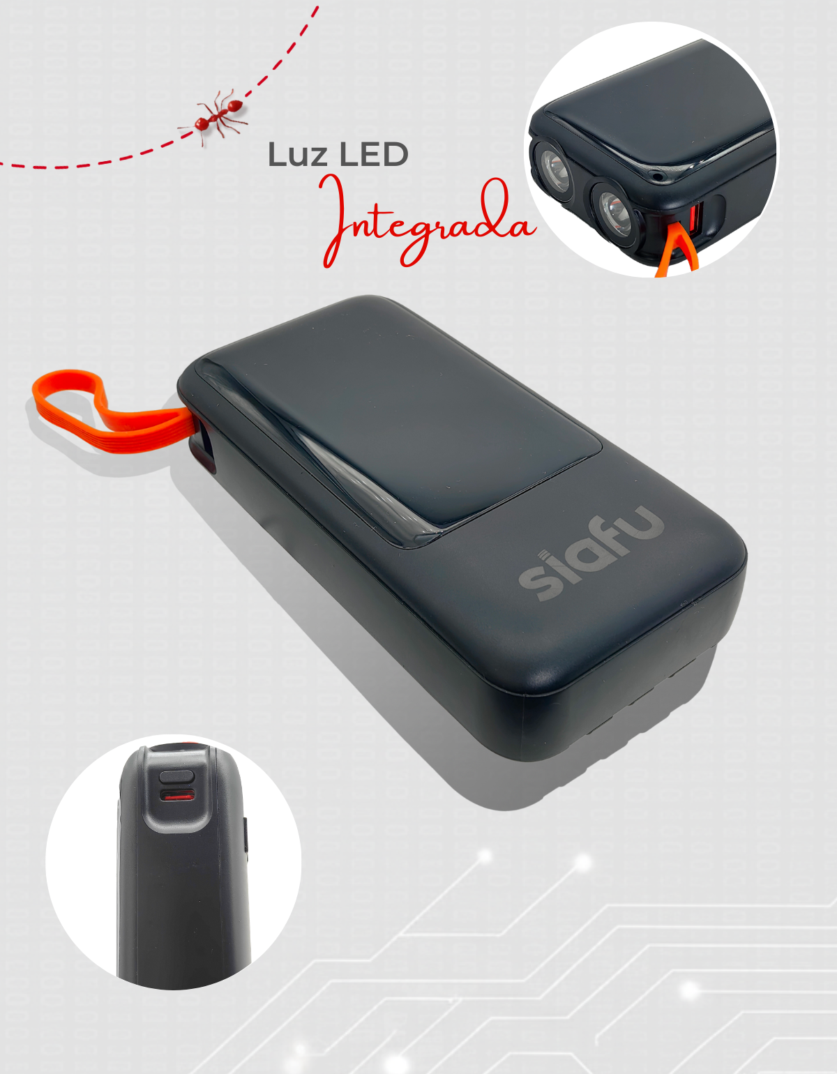 Power Bank 20000mah 4 Puertos Y Luz Led 22.5w Negro
