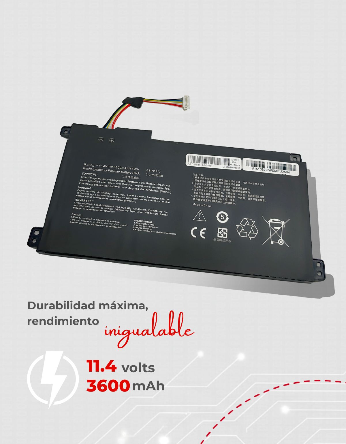 Batería b31n1912 para Laptops Asus® Vivobook™ con 3600 mAh y 1 Año de garantía directa