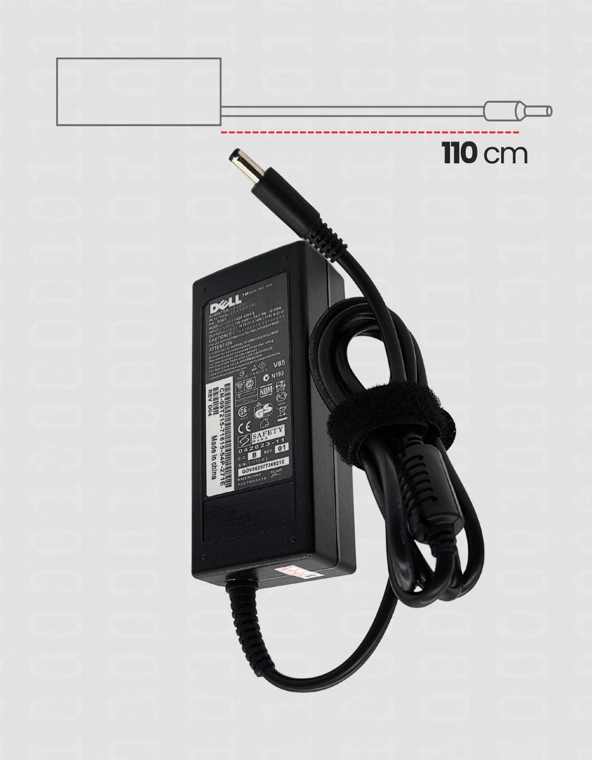 Cargador para Laptops Dell® Latitude / Inspiron / Vostro / Chromebook 65W 19.5V 3.34A, Punta 7.4 x 4.0 mm Pin Central