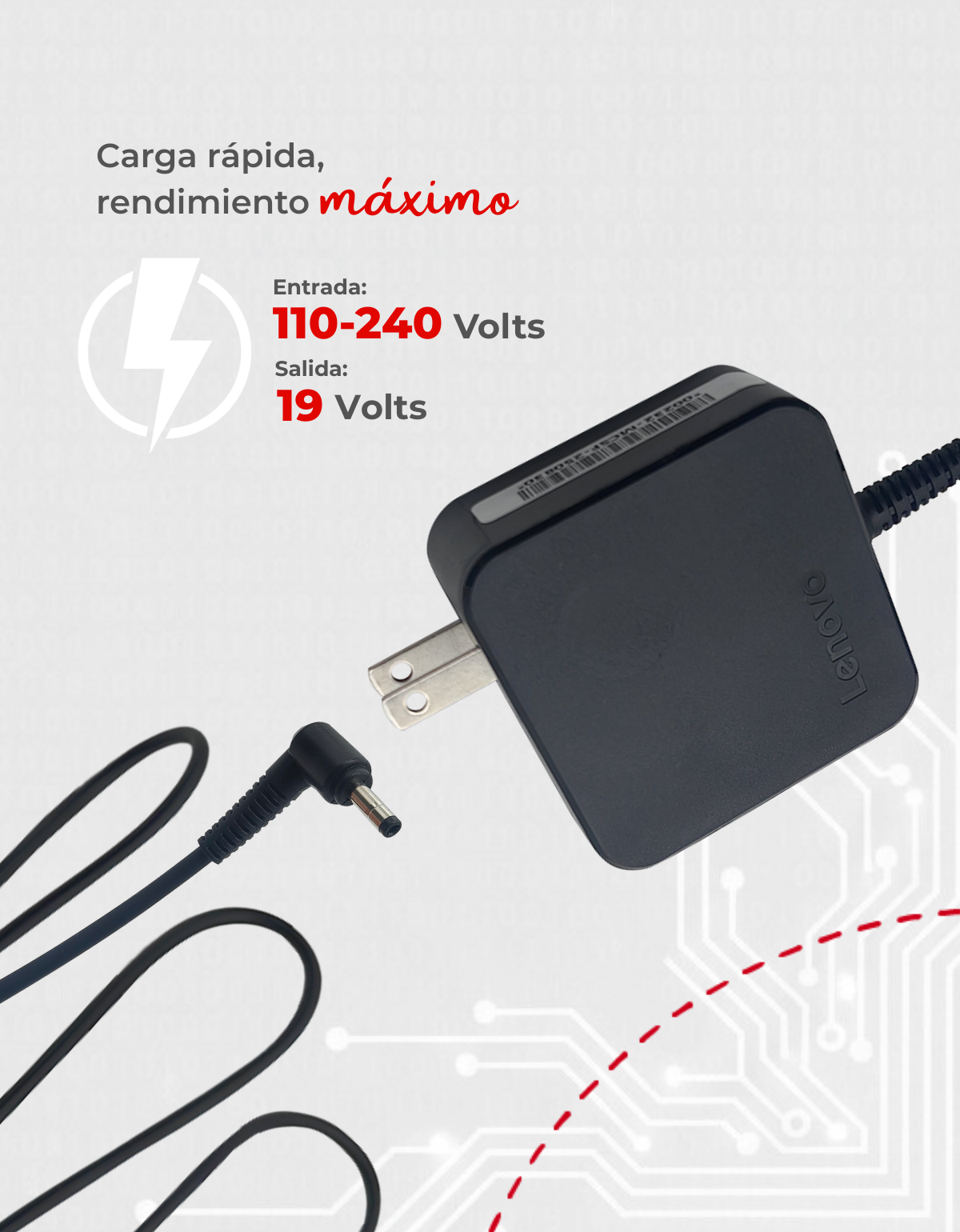 Cargador Adl45wcc para Laptop Lenovo® 20v 2.25a punta 4.0 x 1.7mm 45w