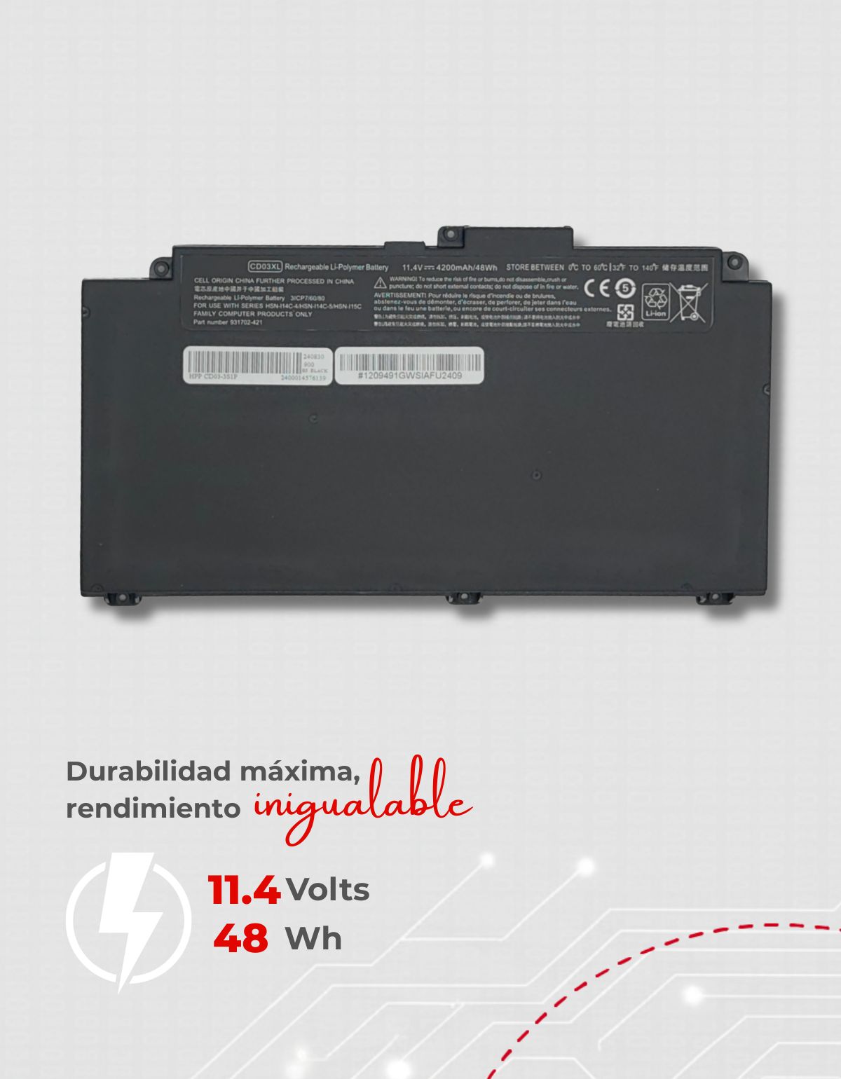 Batería para Laptop HP® Probook™ 645 650 G4 G5 G7 Cd03 con 4200 mAh