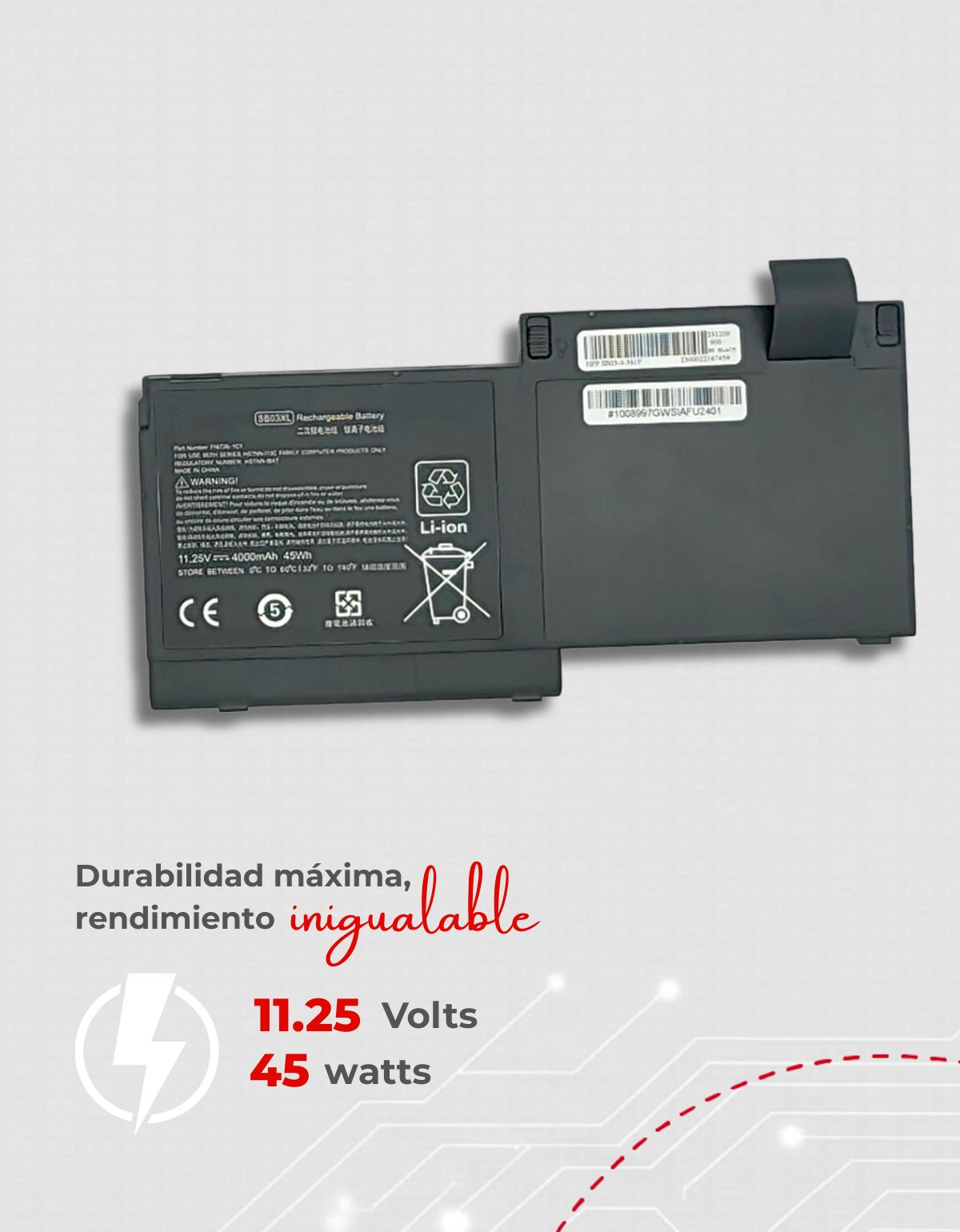Batería Hstnn-lb4 para Laptops HP® 720 725 820 G1 G2 755 G3 Sb03xl 717378 con 5000mAh