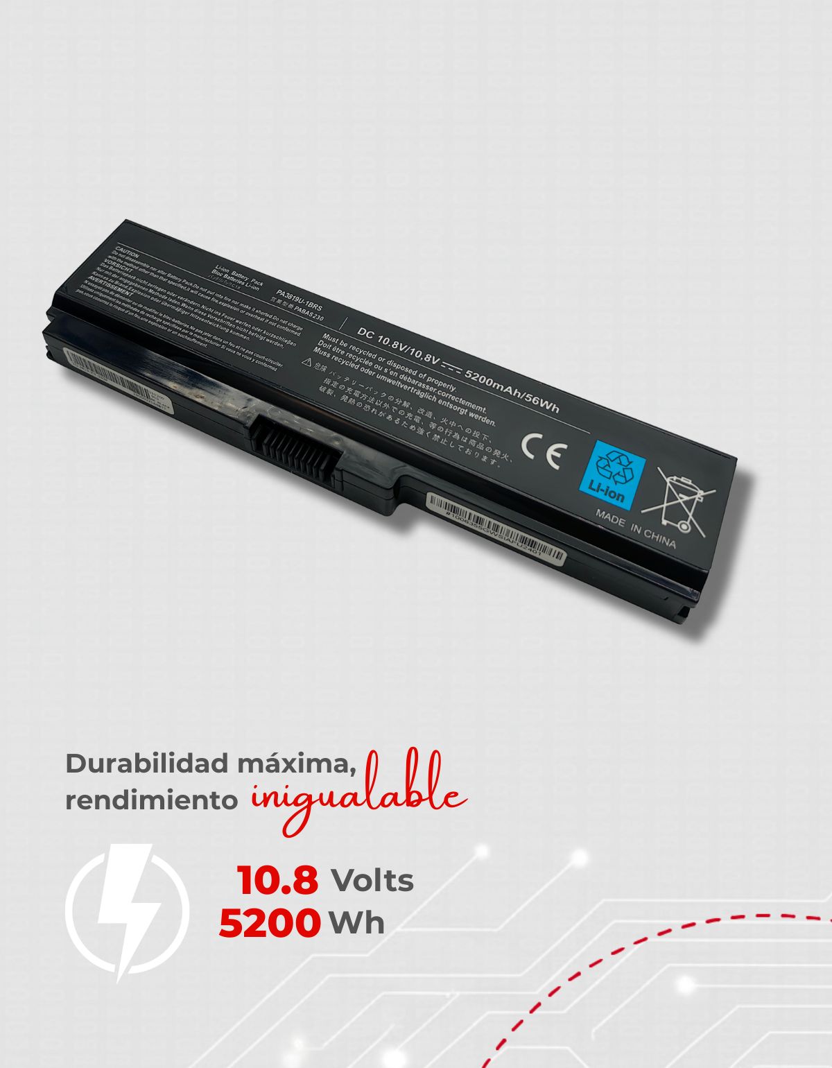 Batería para Laptop Toshiba® Pa3817u L750 L755 P775 L675d L740 L735 L735d con 5200mAh