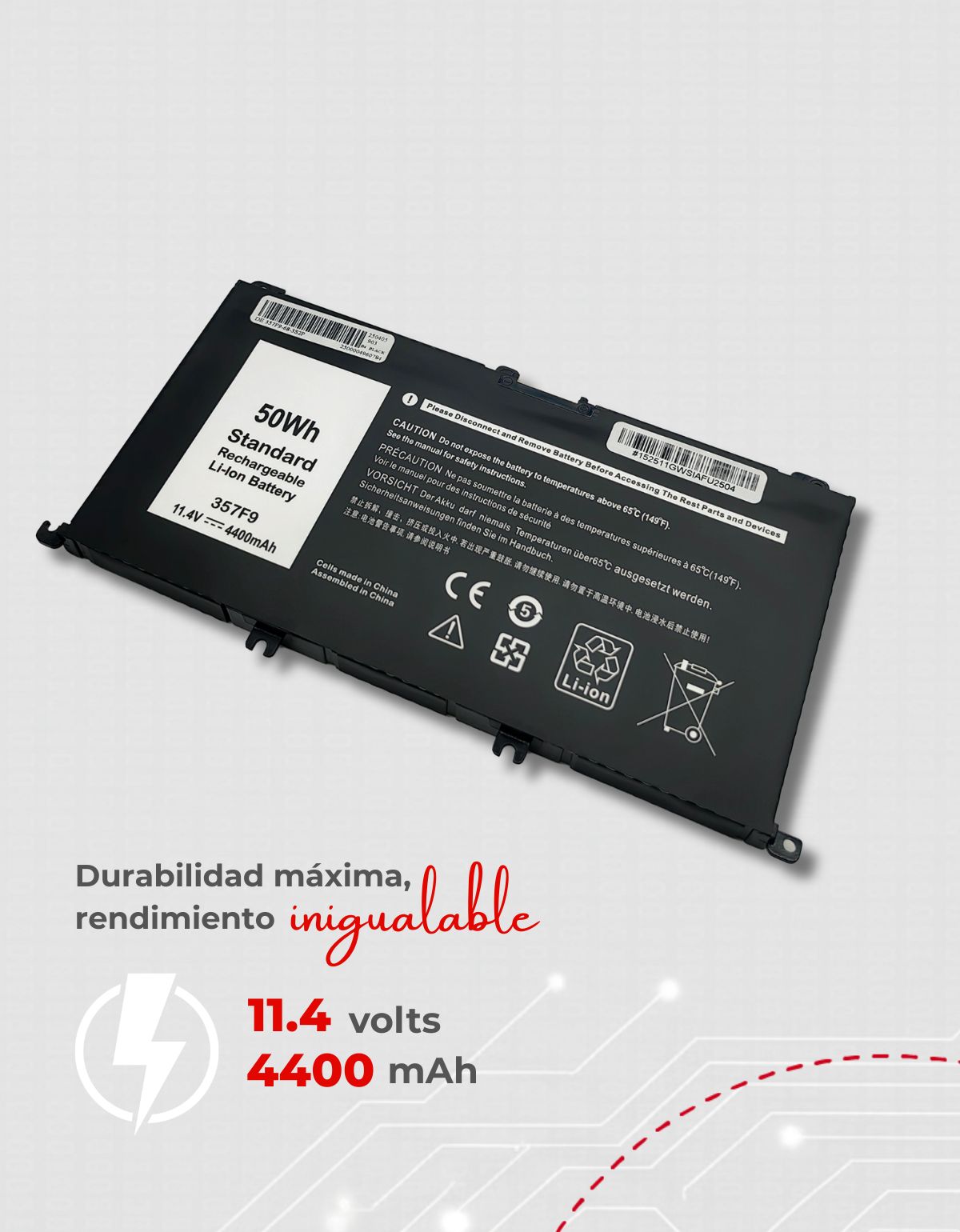 Batería para Laptop Dell® 357f9 Inspiron™ 7559 con 6200 mAh