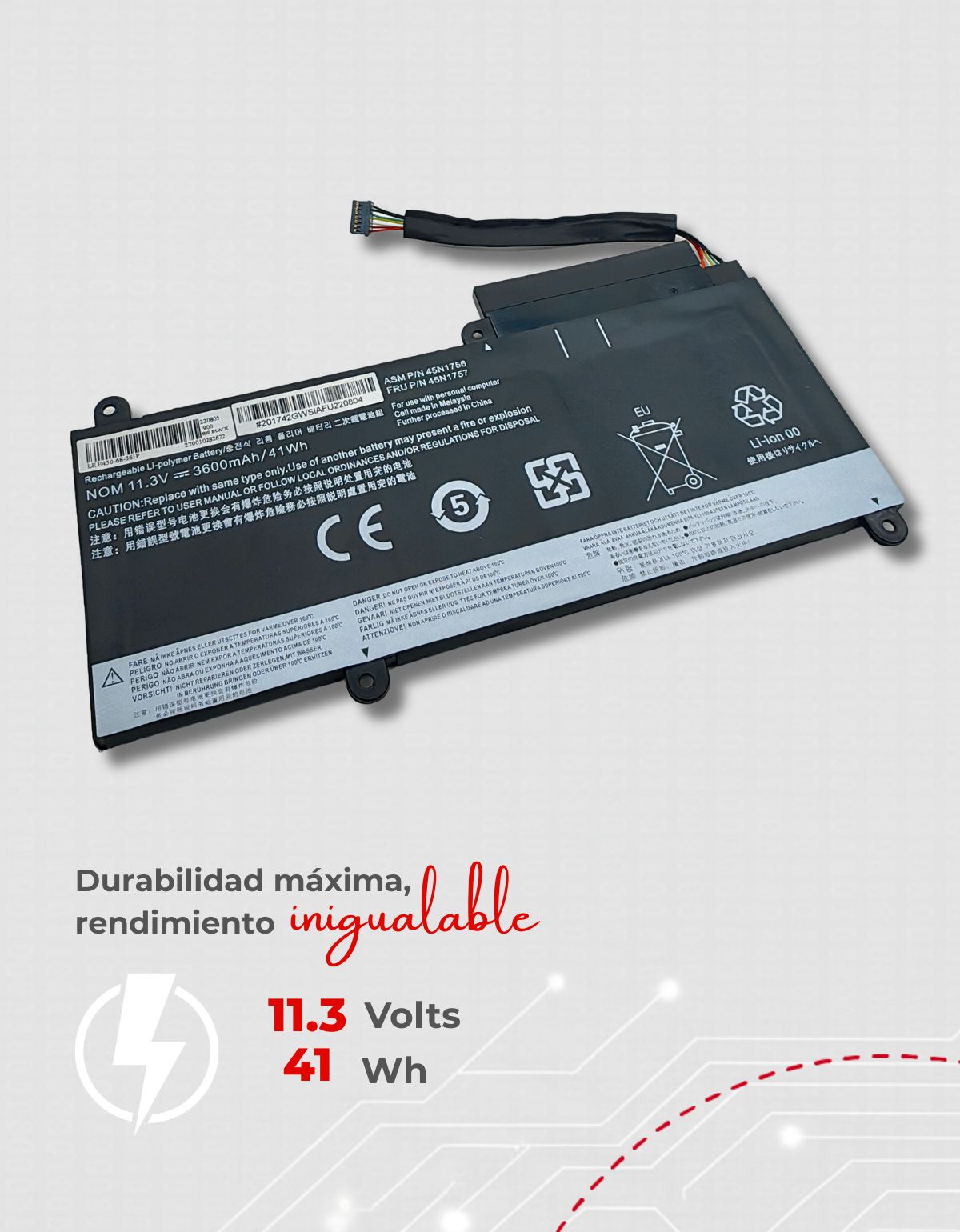 Batería 45N1756 para Laptops Lenovo® Thinkpad con 3600mAh