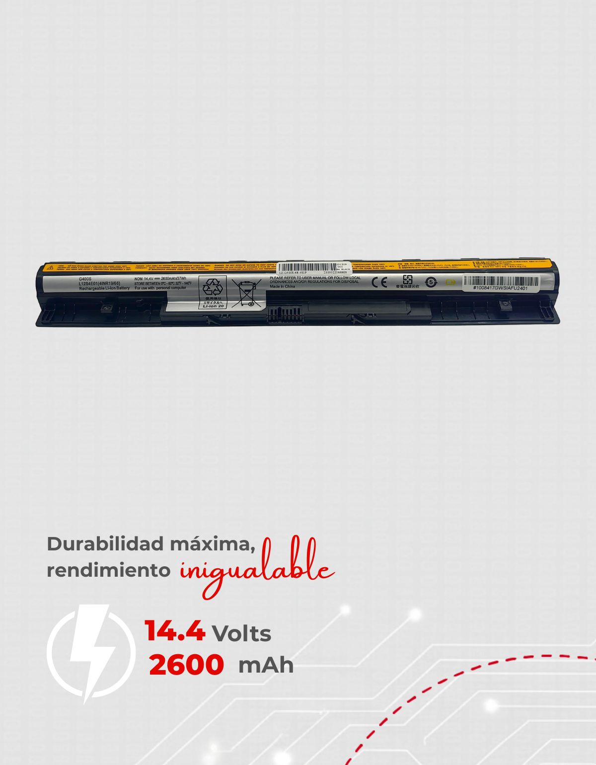 Batería para laptop Lenovo® G400s G50-30 G50-45 G50-70 con 2600 mAh