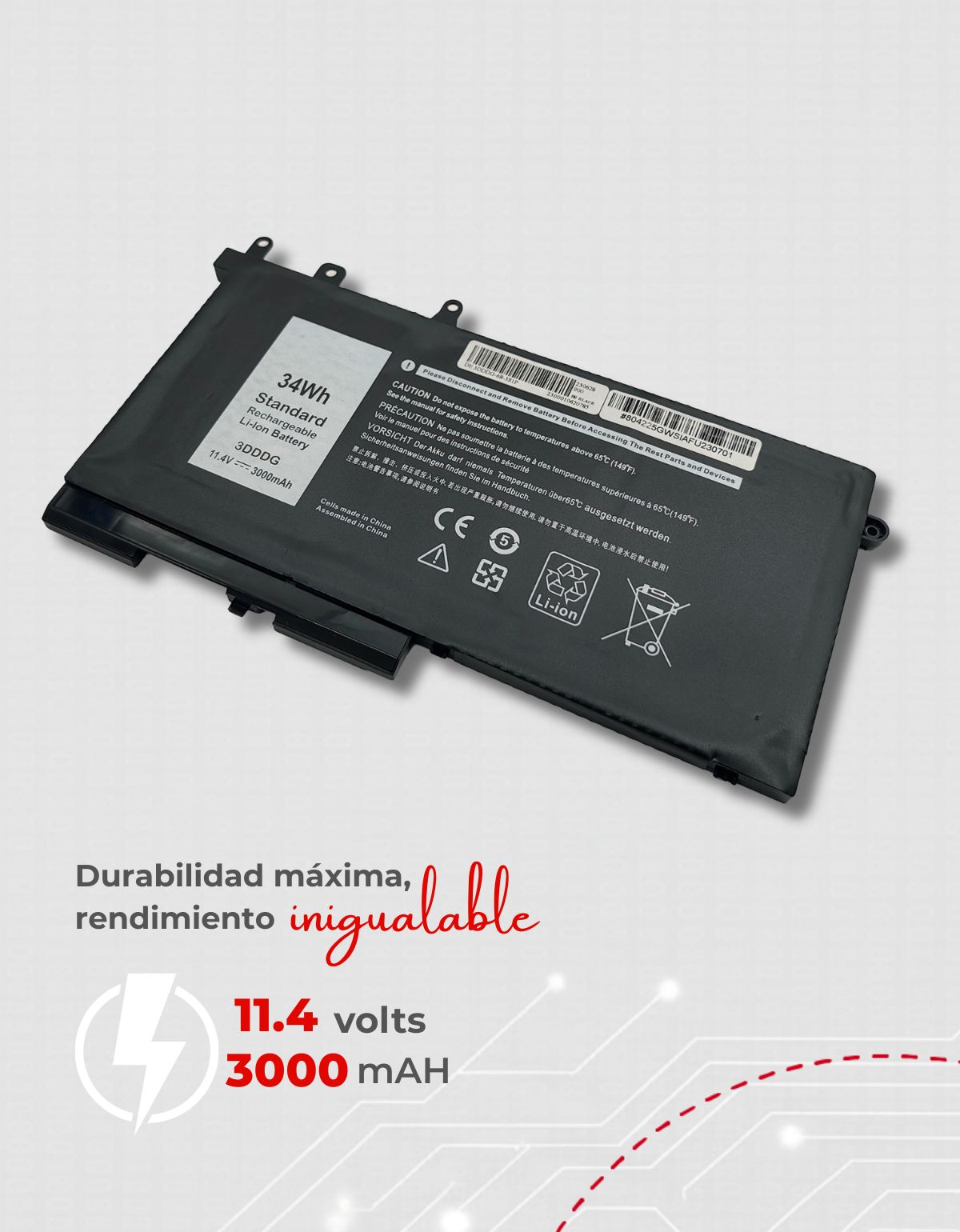 Batería para Laptop Dell® 15 5280 5290 5480 5580 3vc9y D4cmt 83xpc 3dddg