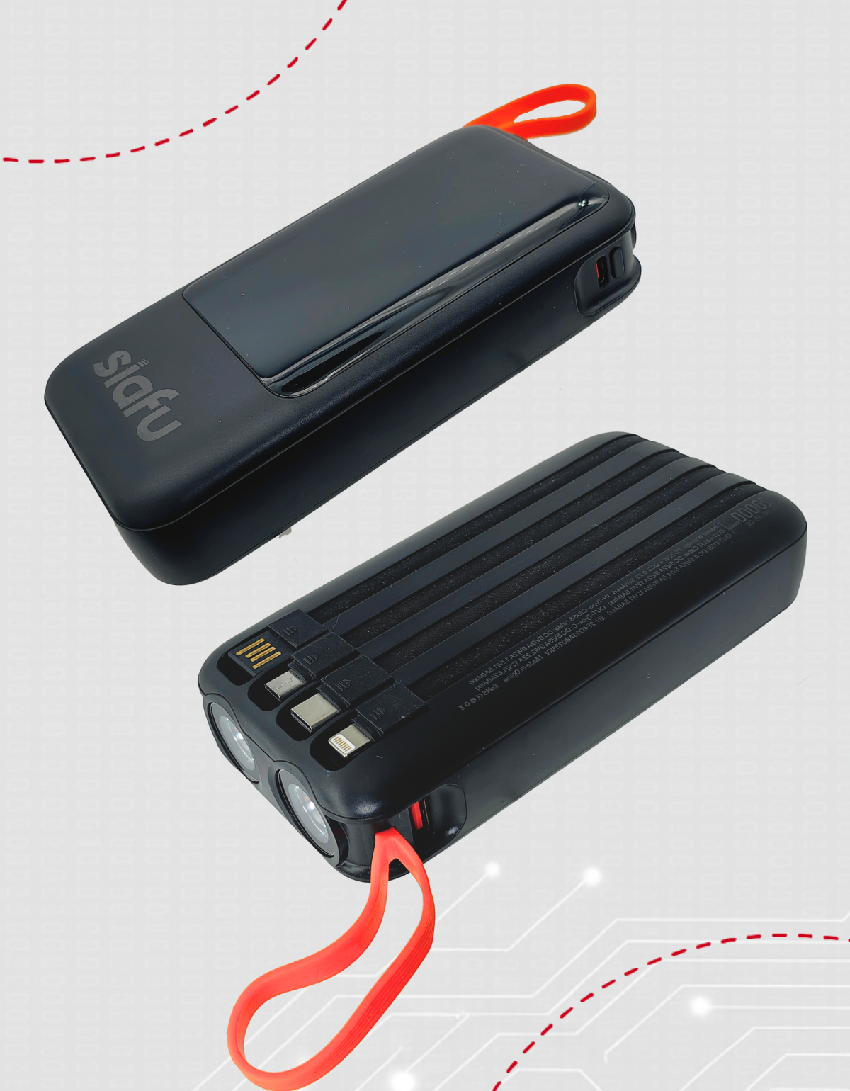 Power Bank 20000mah 4 Puertos Y Luz Led 22.5w Negro