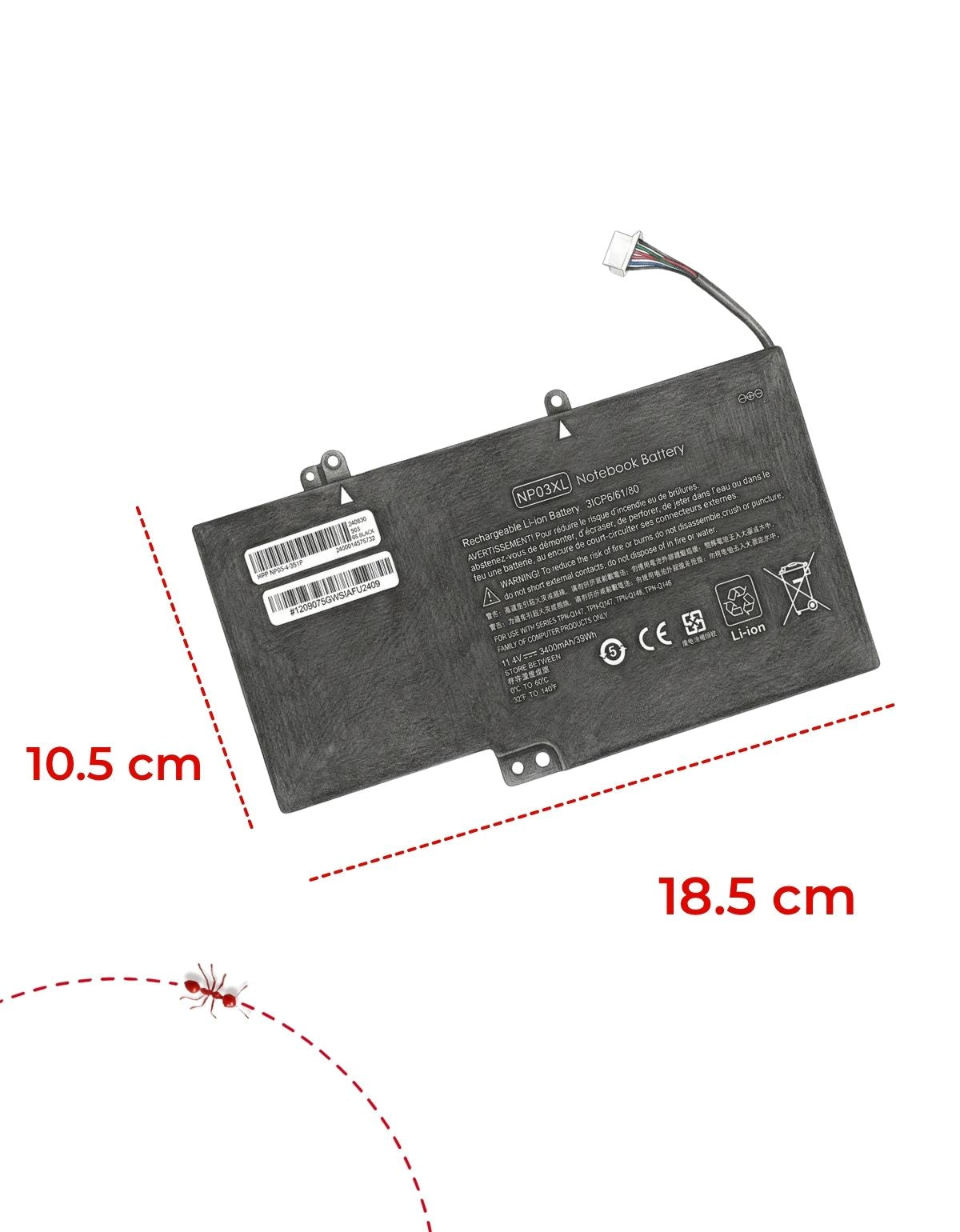 Batería Interna para Laptop HP® NP03XL con 3720mAh