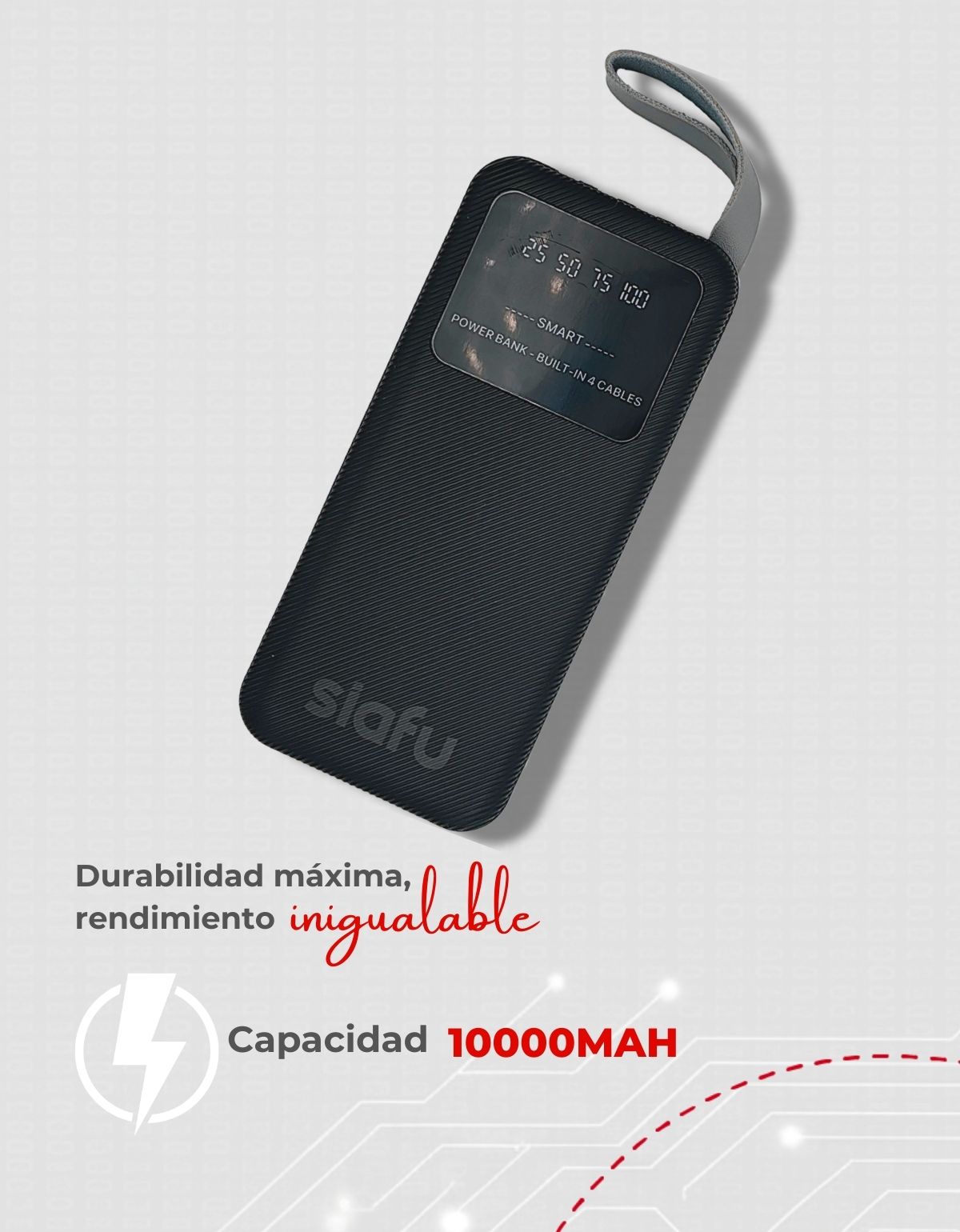 Power Bank Batería Portátil 10000mAh con 4 Cables Integrados