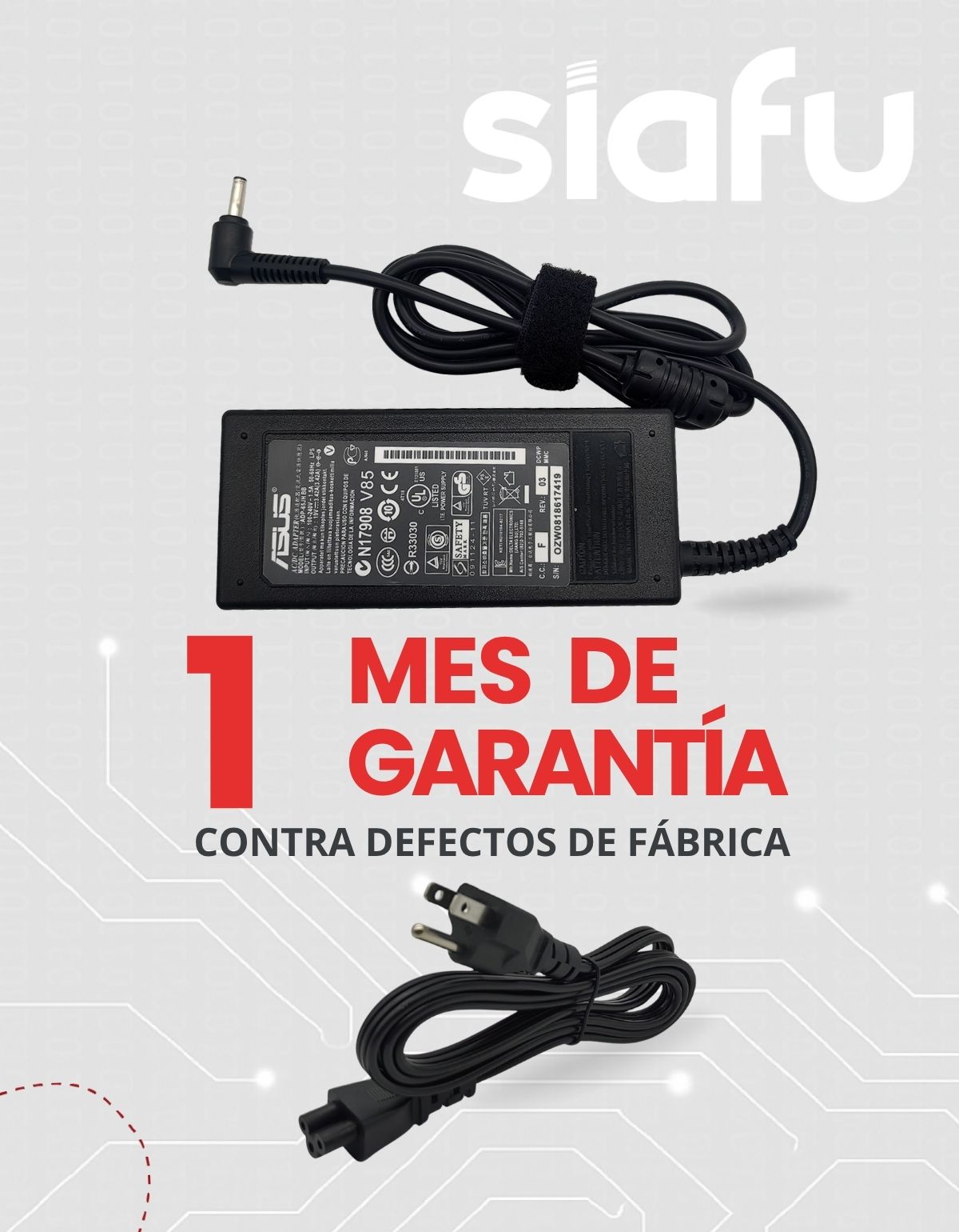Cargador para Laptop Asus® Vivobook™ X556u X556ur Exa1206ch 19V 3.42A con 65W Punta 4.0 x 1.35 mm