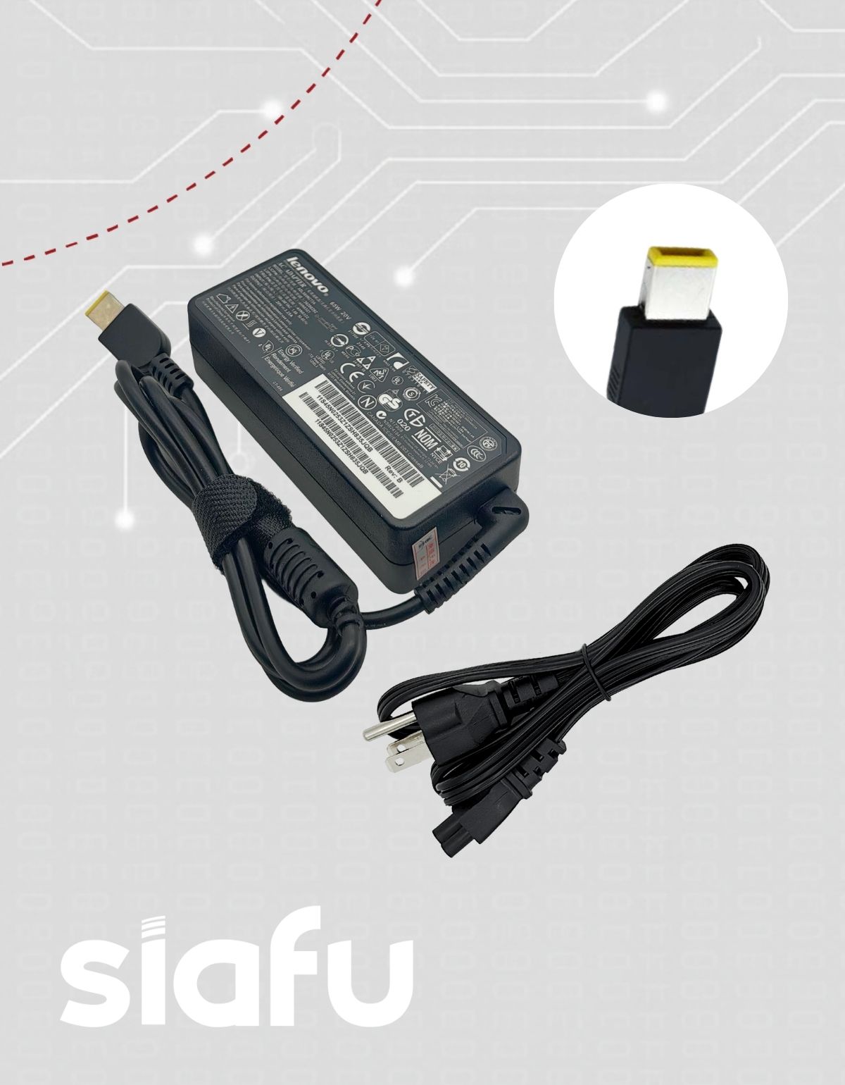 Cargador para Laptop Lenovo® con 20V y 3.25A USB con 65w
