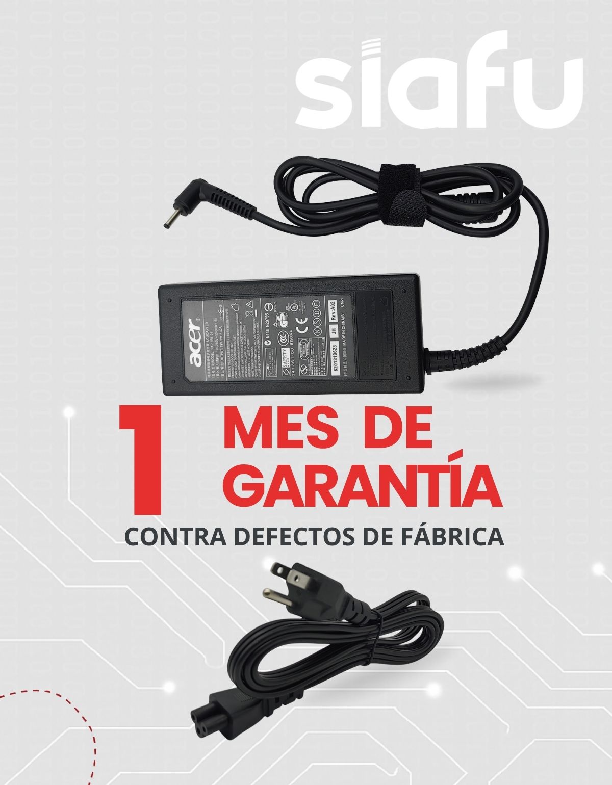 Cargador para Laptop Acer® Chromebook™ 19v 3.42a punta delgada 3.0 x 1.1 mm