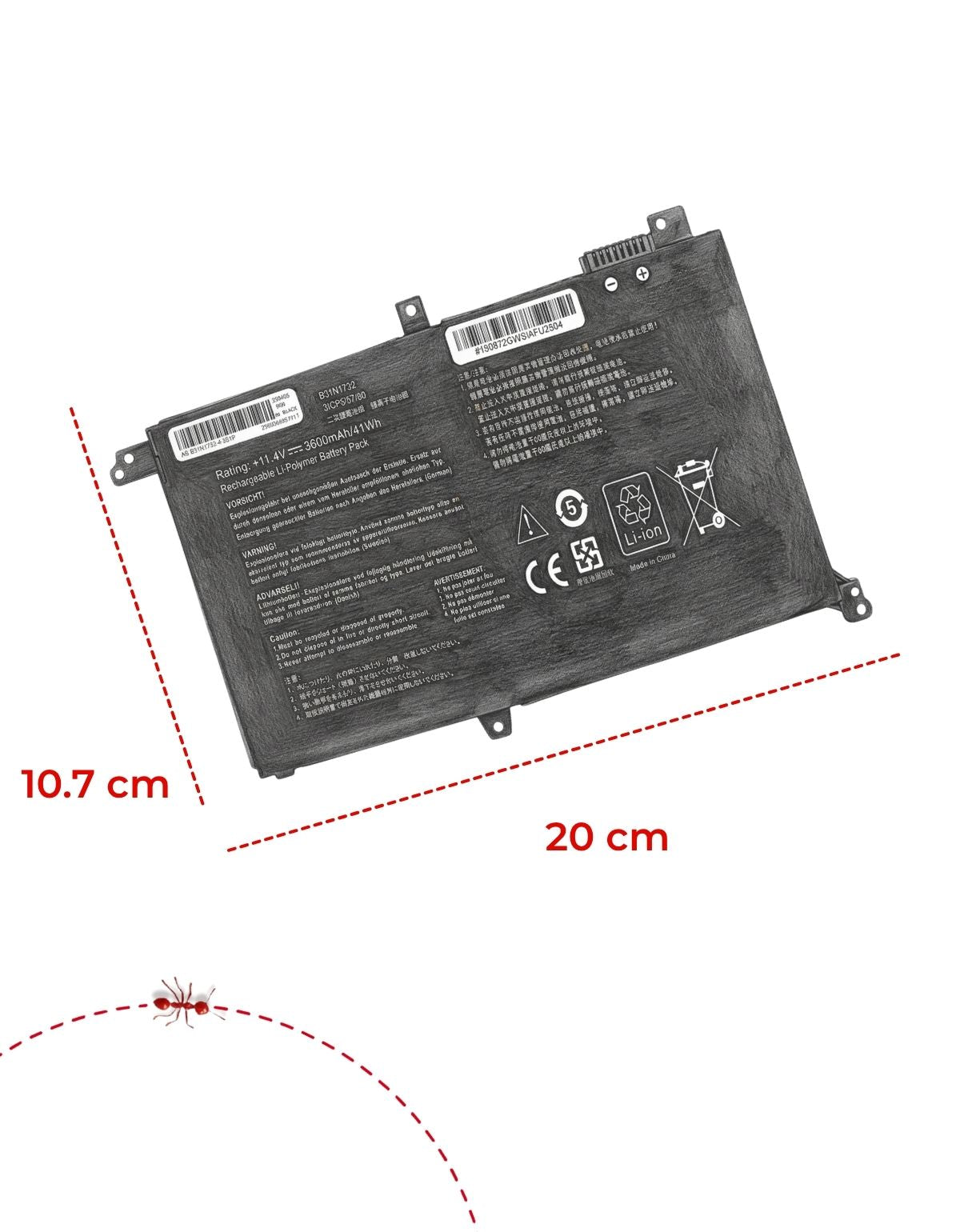 Batería B31N1732 para laptops ASUS 11.4V con 3600 mAh 41Wh