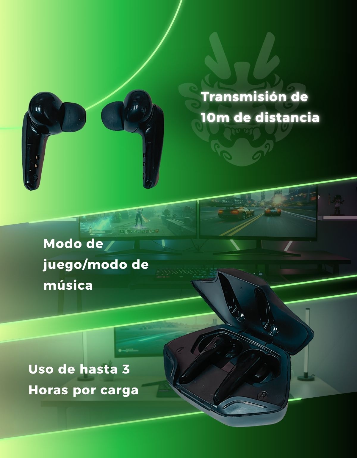 Audífonos Inalámbricos Bluetooth y Recargables con Diseños Innovadores y Luces Impresionantes