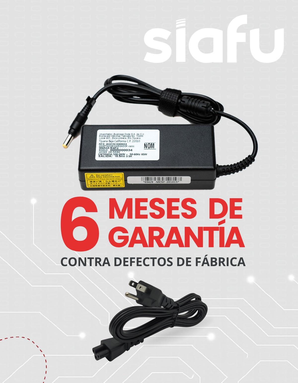 Cargador para Laptop HP® 65W 18.5V 3.5A con Punta Amarilla de 5mm x 2.5 mm