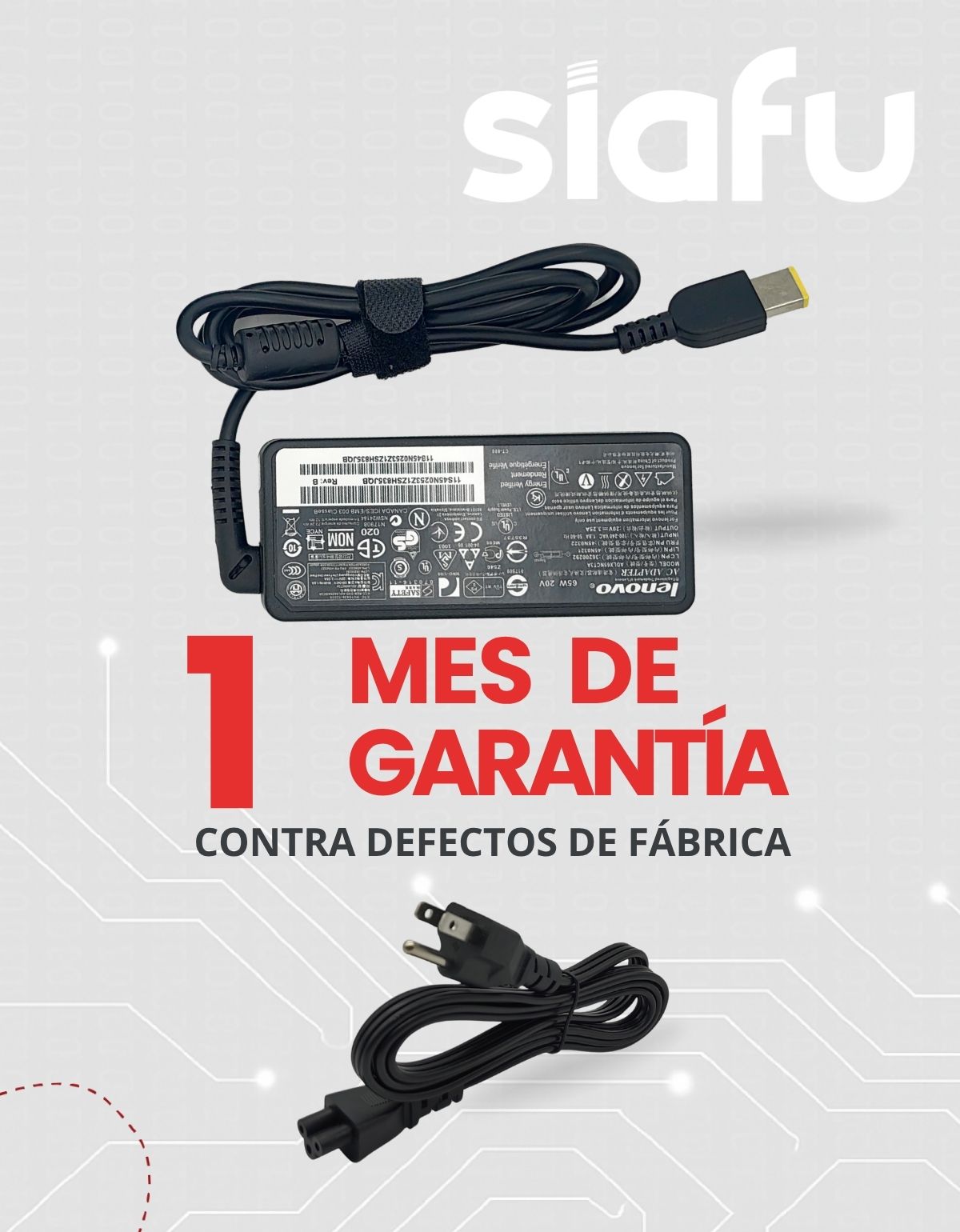 Cargador para Laptop Lenovo® con 20V y 3.25A USB con 65w
