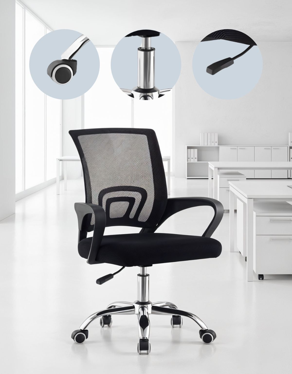 Silla de Oficina Excelente para Home Office con Altura ajustable y Respaldo con Soporte Lumbar