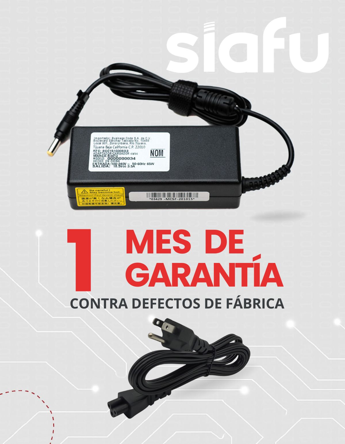 Cargador para Laptop HP® Dv1700 Dv2000 Dv4 V3 239427 18.5V 3.5A con 65W
