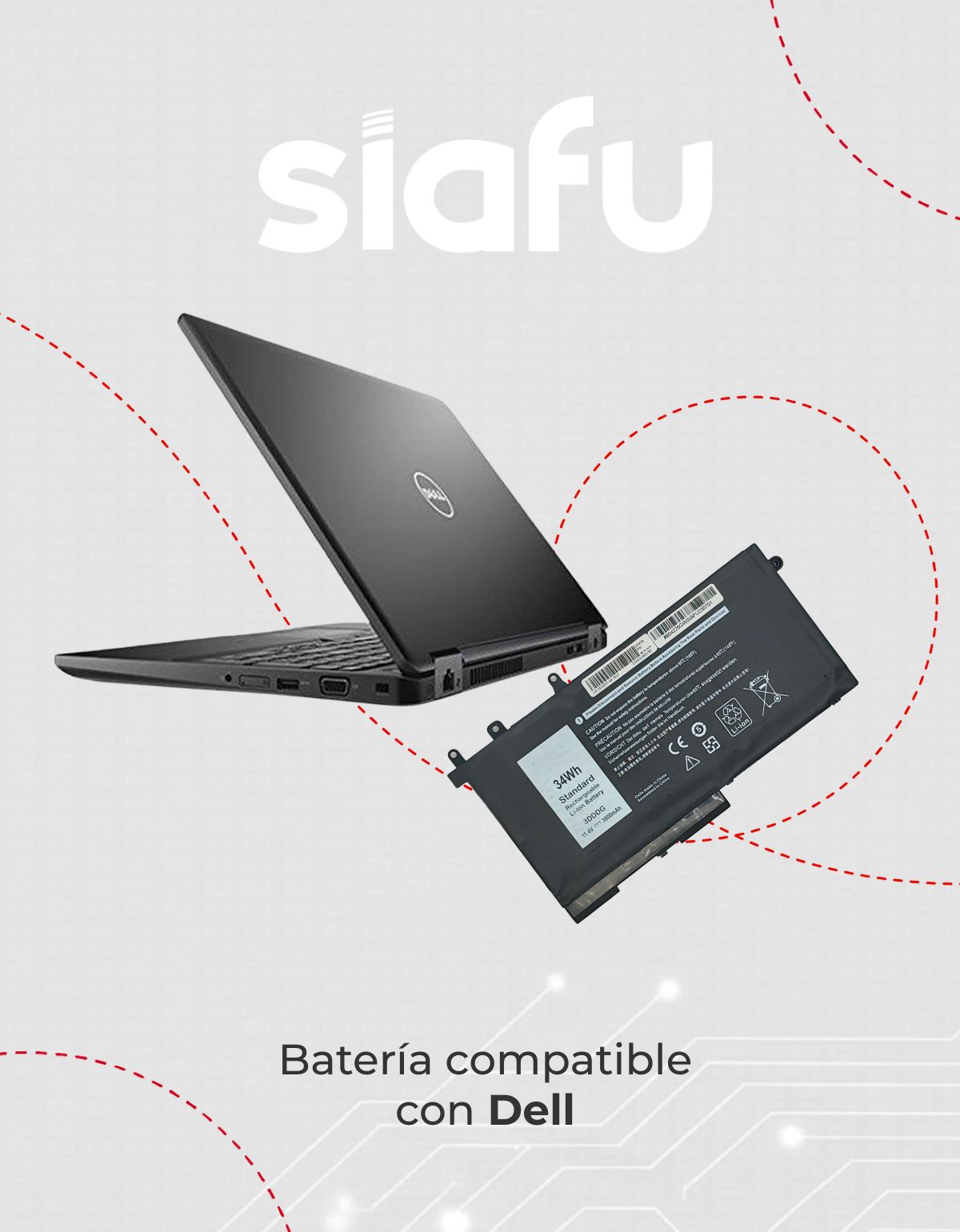 Batería para Laptop Dell® 15 5280 5290 5480 5580 3vc9y D4cmt 83xpc 3dddg