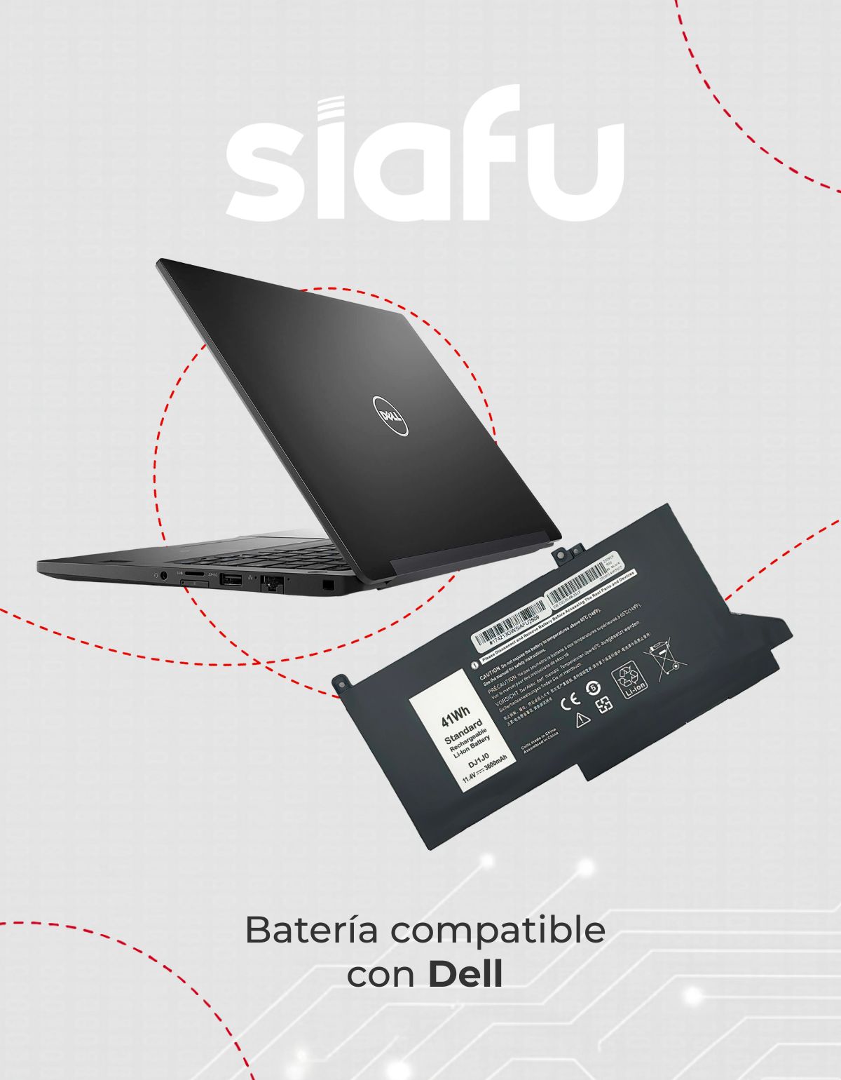 Batería para Laptop Dell® Latitude 7280 7290 dj1j0 3600mah