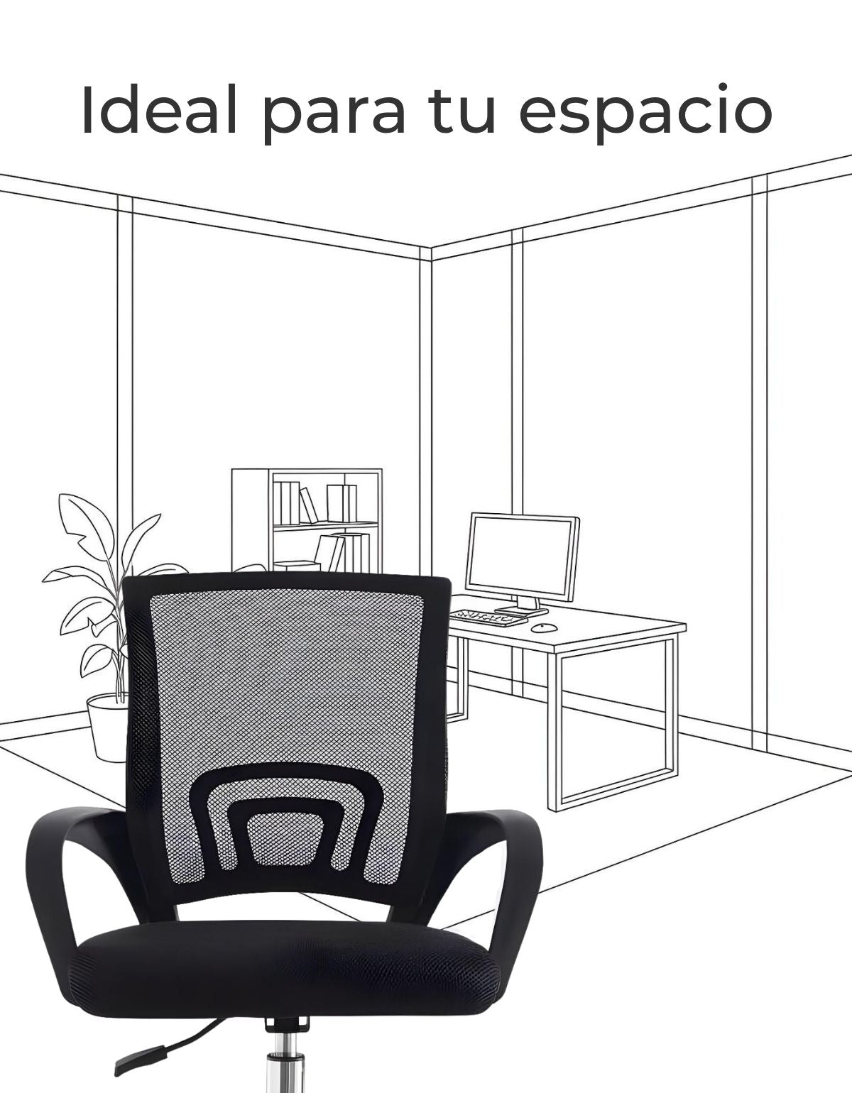 Silla de Oficina Excelente para Home Office con Altura ajustable y Respaldo con Soporte Lumbar