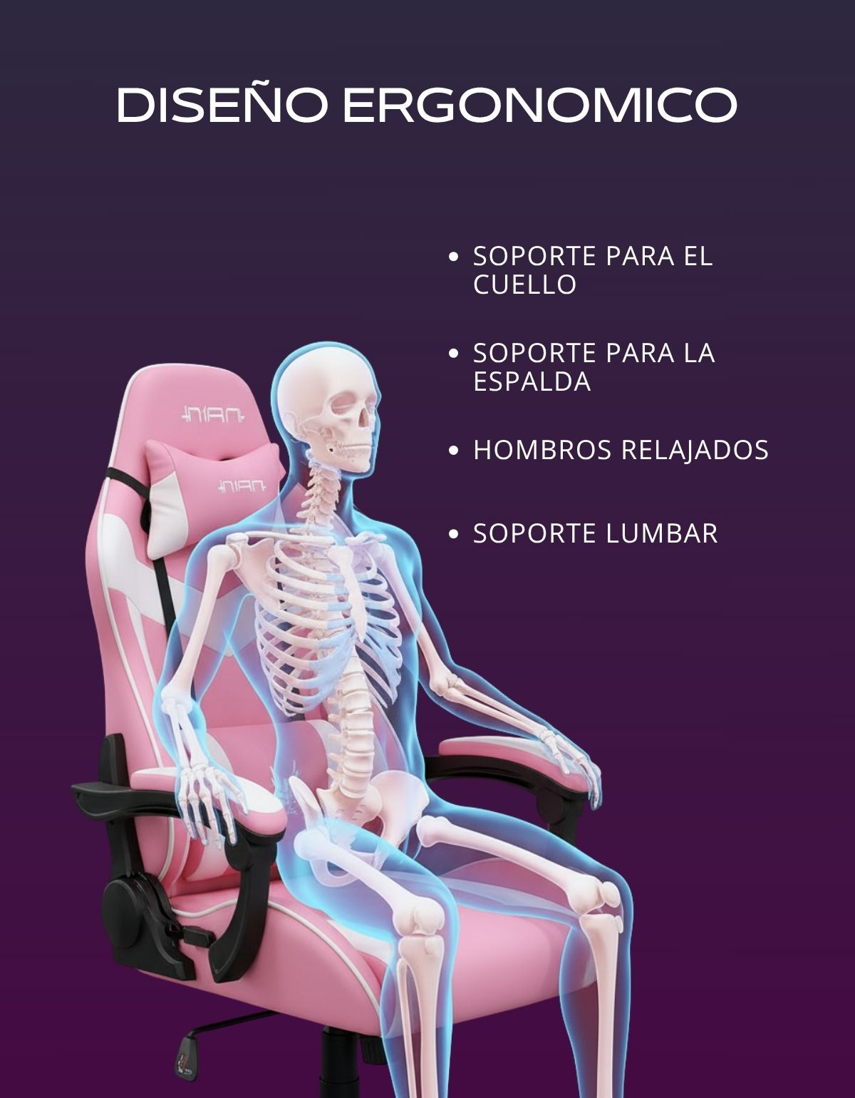 Silla Gamer Xmax Rest cómoda con Respaldo Ergonómico, reclinable y apoyapiés, ideal para Jugadores Profesionales | Marca Nian