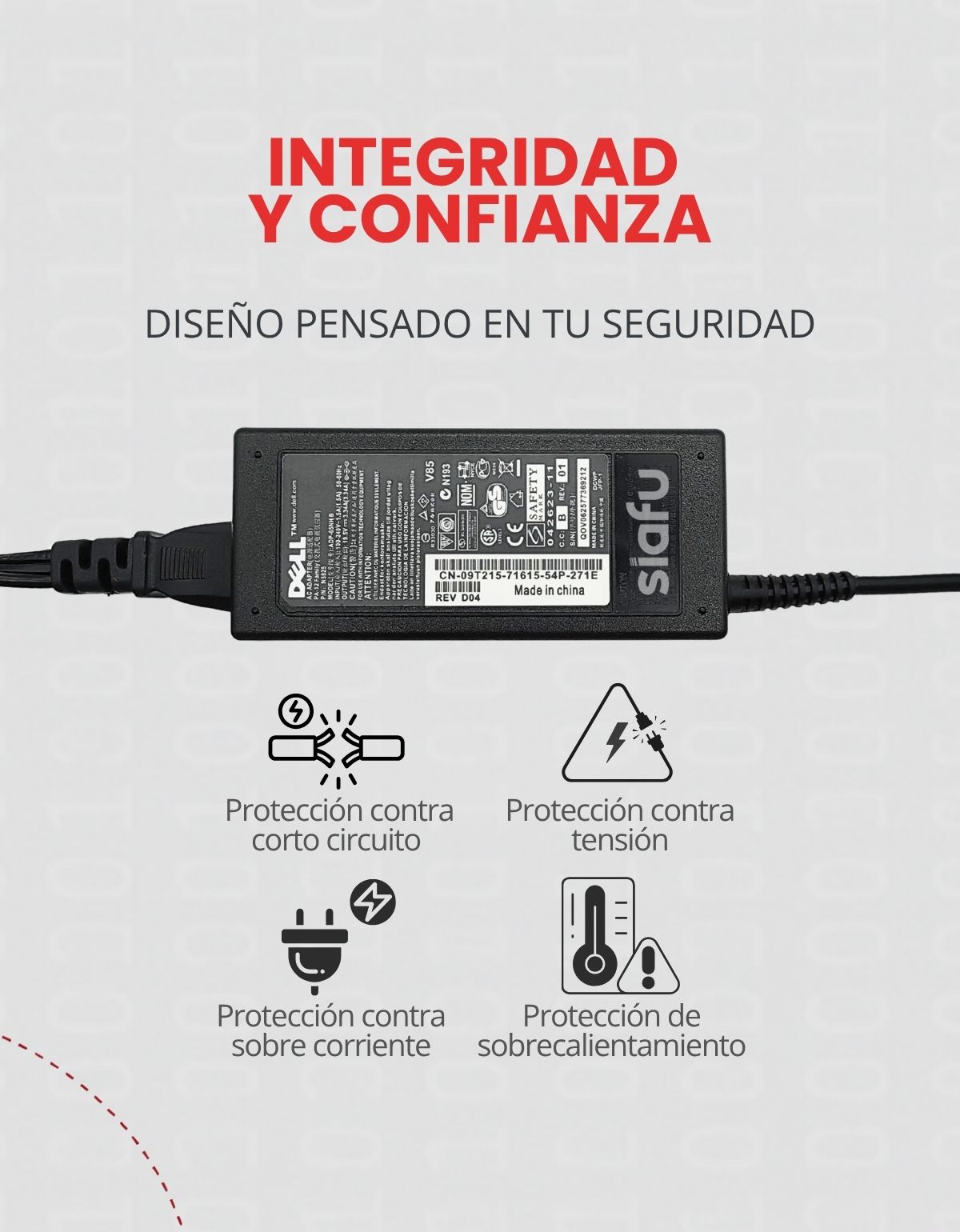 Cargador para Laptop HP® Dv1700 Dv2000 Dv4 V3 239427 18.5V 3.5A con 65W