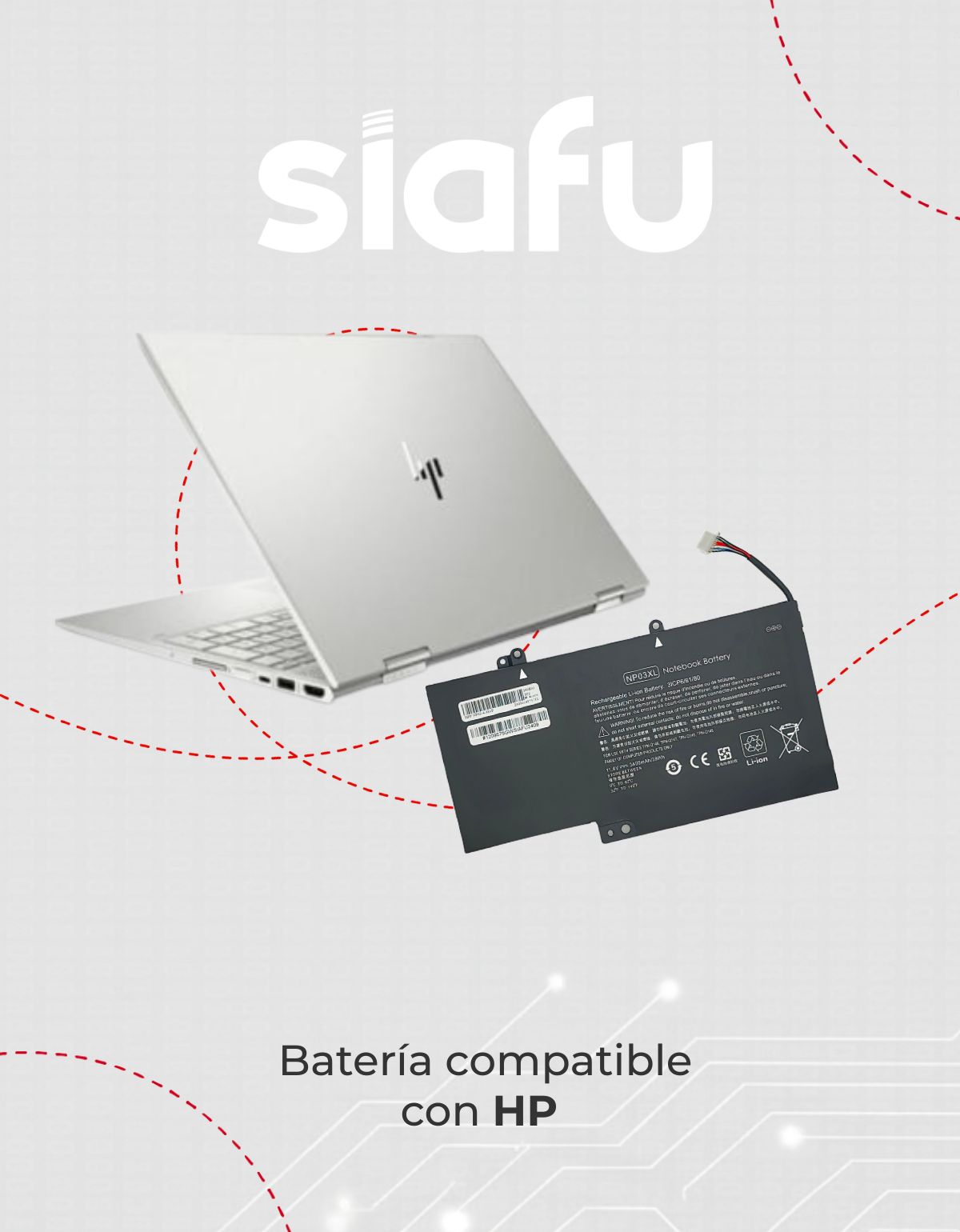 Batería Interna para Laptop HP® NP03XL con 3720mAh