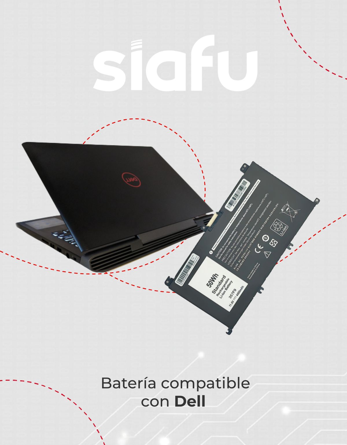 Batería para Laptop Dell® 357f9 Inspiron™ 7559 con 6200 mAh
