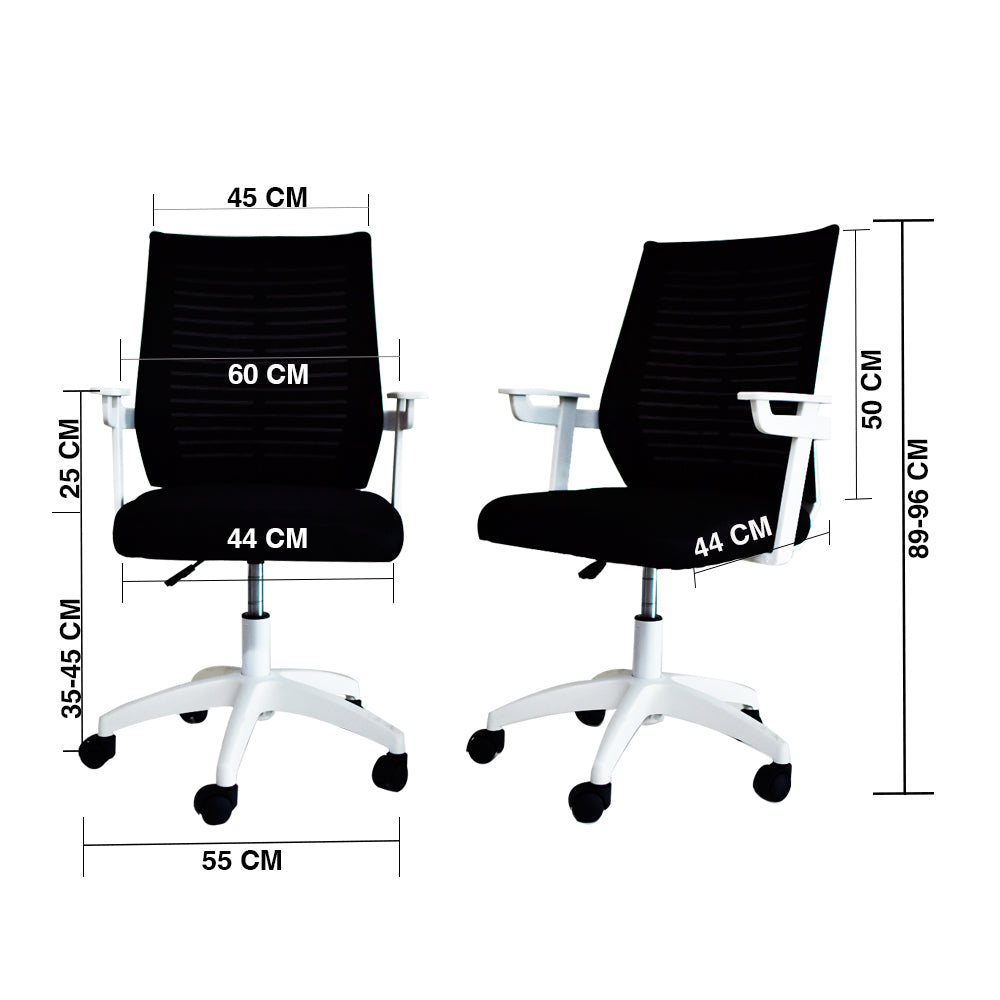 Silla de Oficina con Respaldo Ergonómico color Negro y Blanco