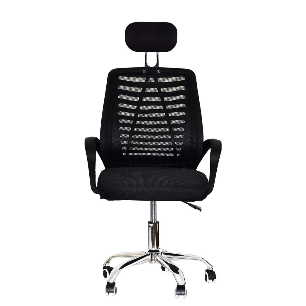 Silla de oficina muy cómodo con Apoya Cabeza, Tapizado Mesh color Negro