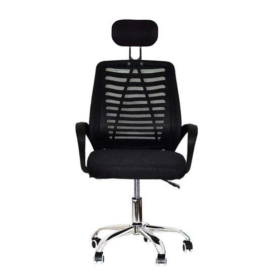 Silla de oficina muy cómodo con Apoya Cabeza, Tapizado Mesh color Negro