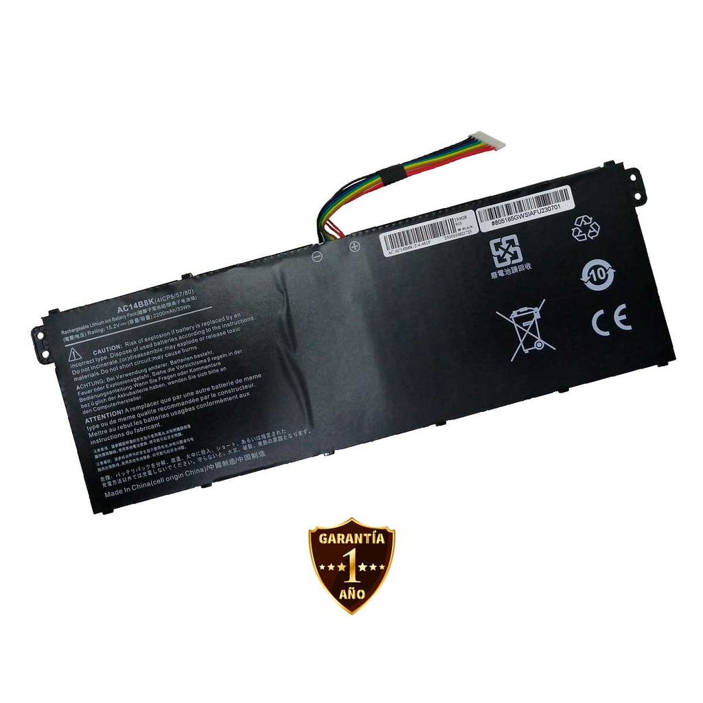 Batería para Laptop Acer® V13 V11 V3 Chromebook Cb3 Cb5 Ac14b8k Ac14b3k