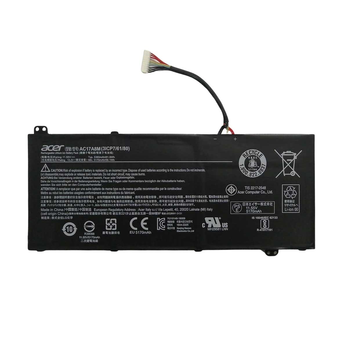 Batería AC17A8M para Laptop Acer® Spin TravelMate con 5360mAh