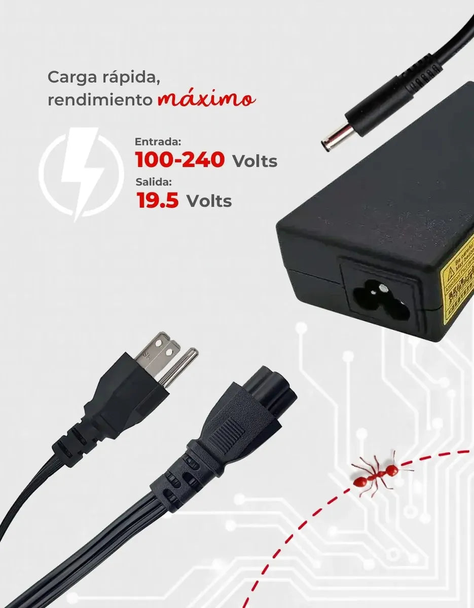 Cargador para Laptops Dell® de varios Modelos 19.5v 3.34 de 65W Punta 4.5 x 3.0 mm