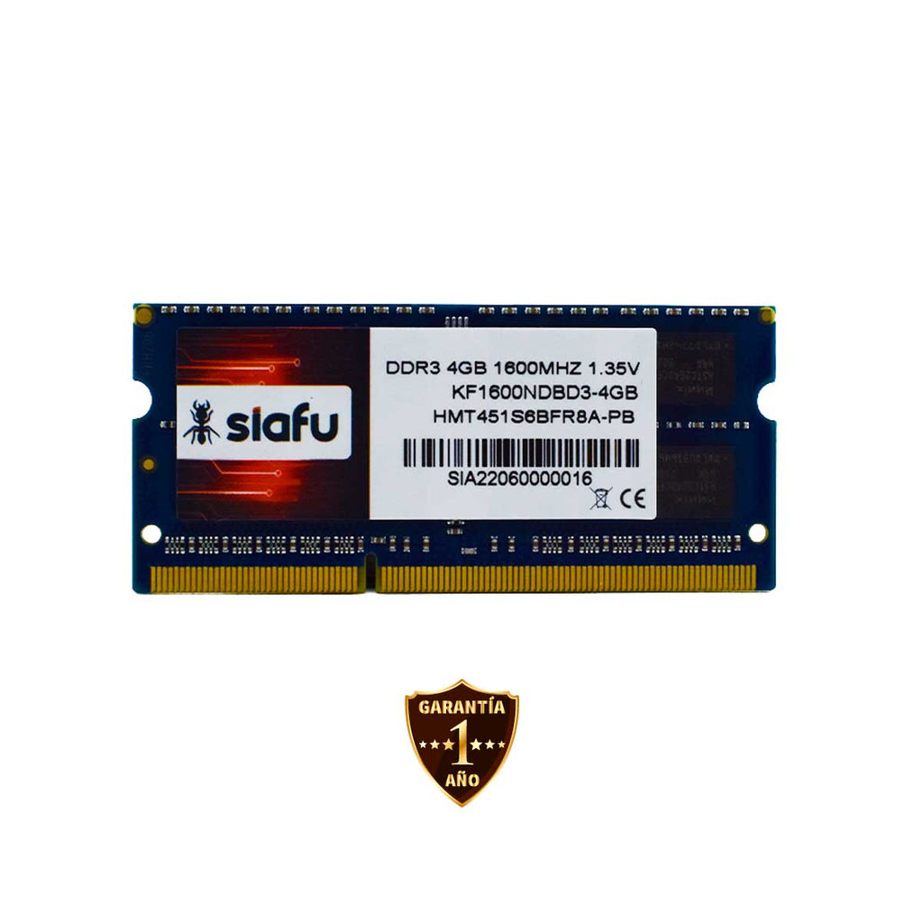 Memoria RAM de 4 GB de DDR3L SDRAM marca Siafu® para aumentar la velocidad de tu laptop